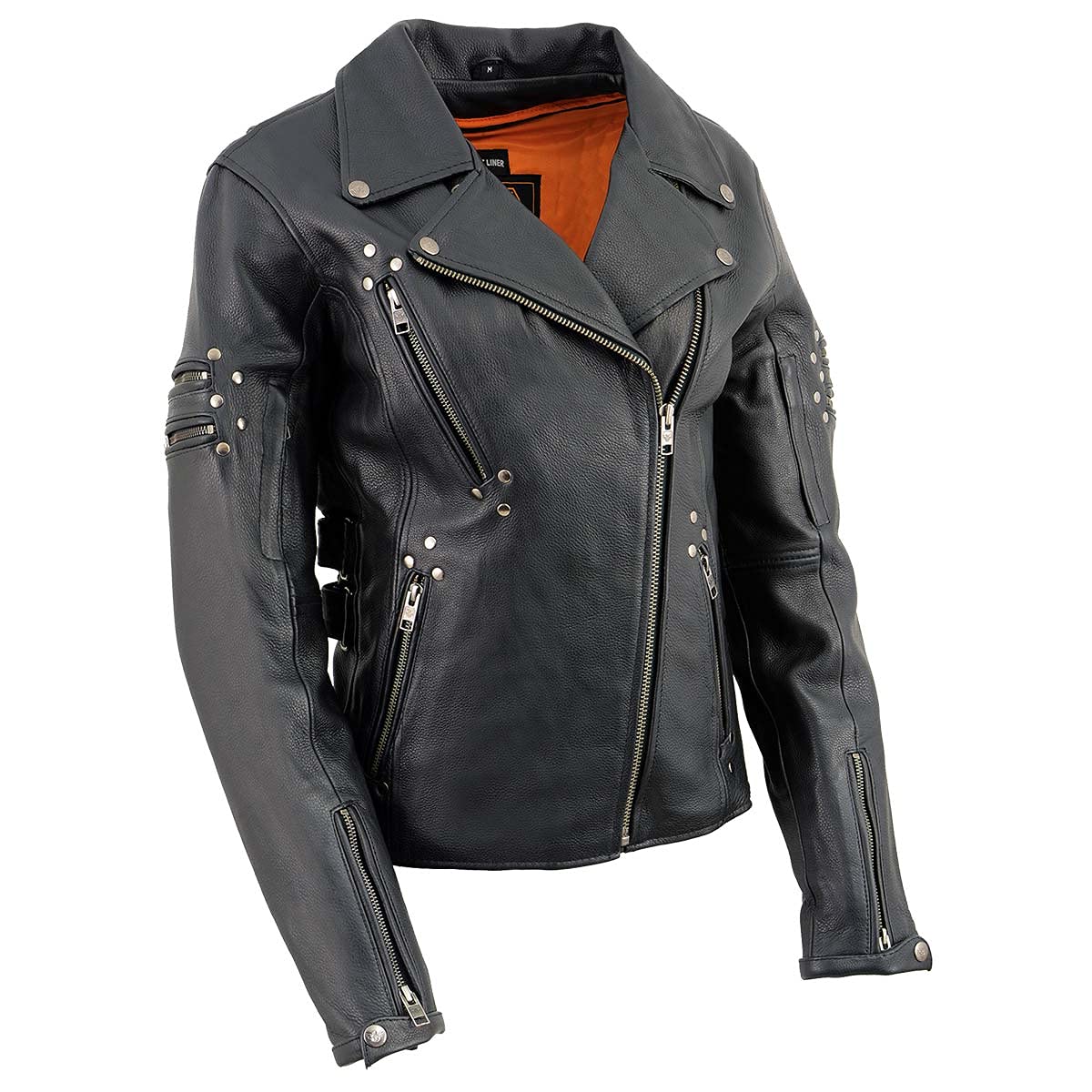 Milwaukee Leather MLL2585 Women's Black Premium Motorcycle Jacket - Genuine Leather Biker Jacket with Rivets for Riding, Commuting & Outdoor Adventures