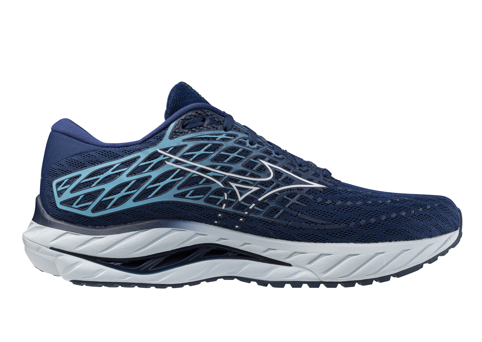 Mizuno Wave Inspire 20 Running Shoes for Men - D Width - Estate Blue/White/River Blue - Lightweight Cushioned Support for Marathon, Jogging & Gym Workouts