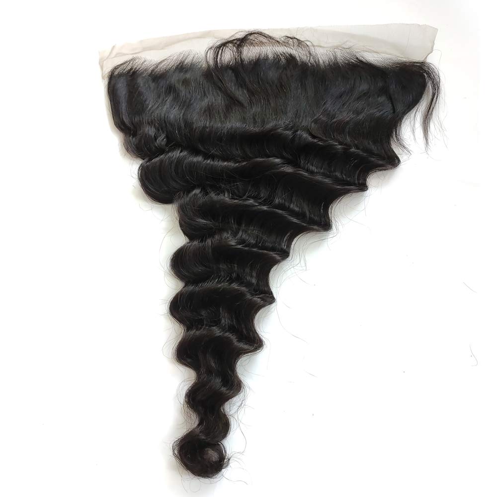Brazilian Virgin Hair 4-Piece Bundle - 100% Unprocessed Deep Wave Human Hair Weave with 14-Inch Lace Frontal Closure (16