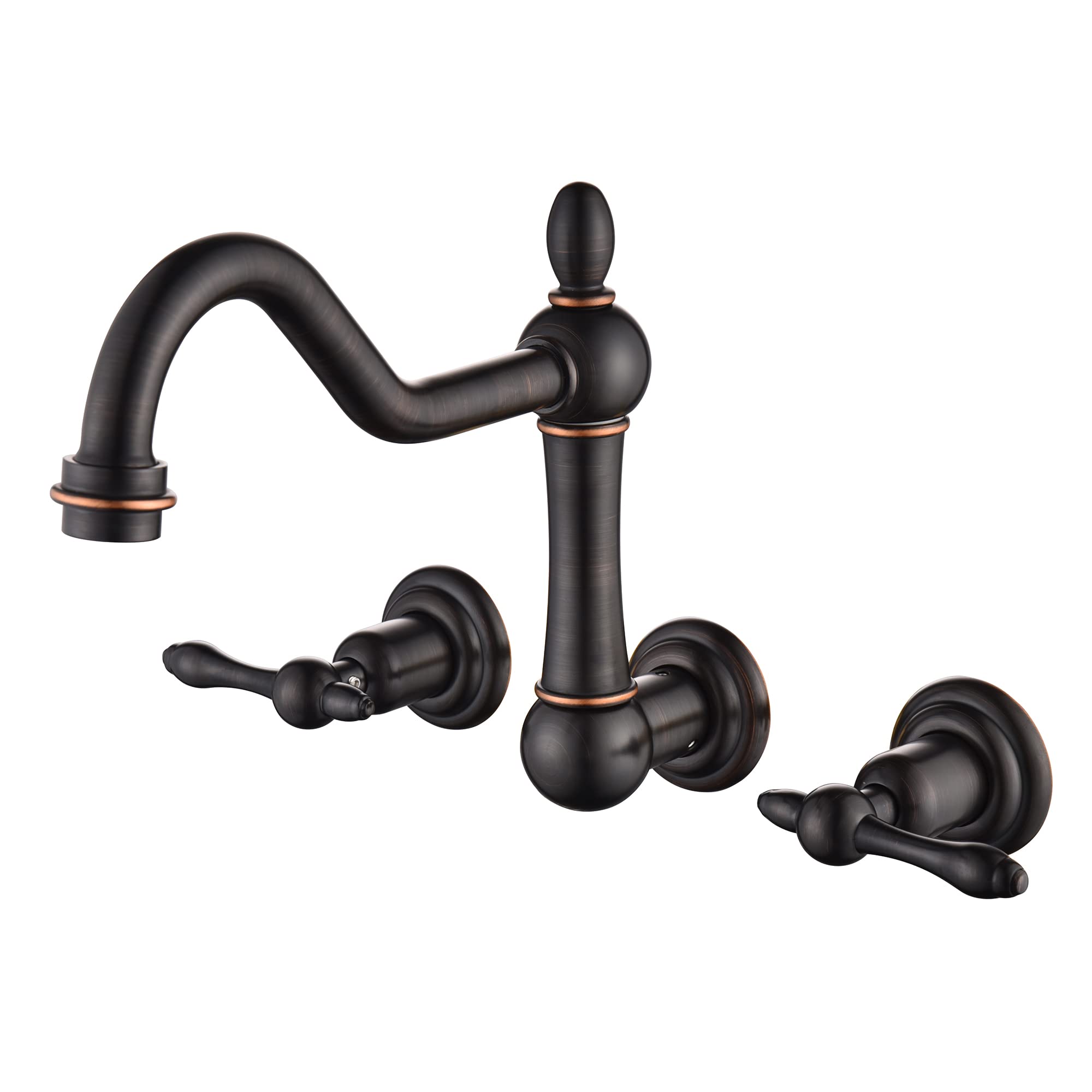 Vintage Wall Mount Bathtub Filler Faucet - 8 Inch Centerset Oil Rubbed Bronze Finish - Perfect for Clawfoot & Freestanding Tubs, Farmhouse Bathroom Decor