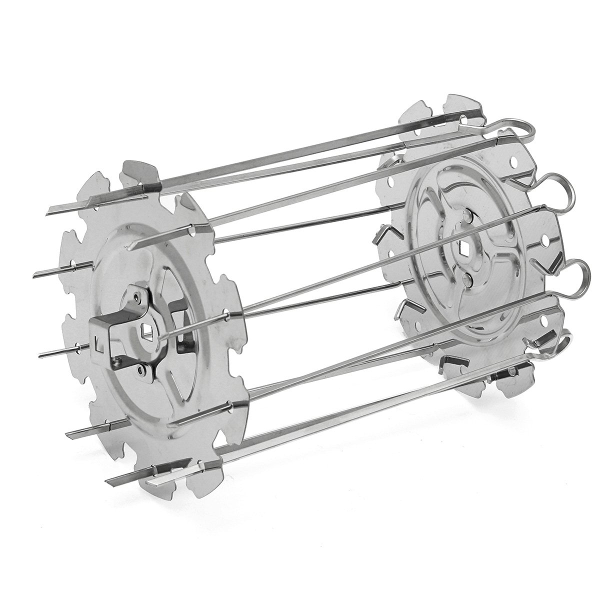 Premium Stainless Steel BBQ Grill Basket - Heavy Duty Vegetable & Meat Skewer Kebab Maker for Rotisserie Oven, Camping, Backyard Grilling - Perfect for Chicken, Shrimp, Veggies - Easy to Clean & Rust Resistant
