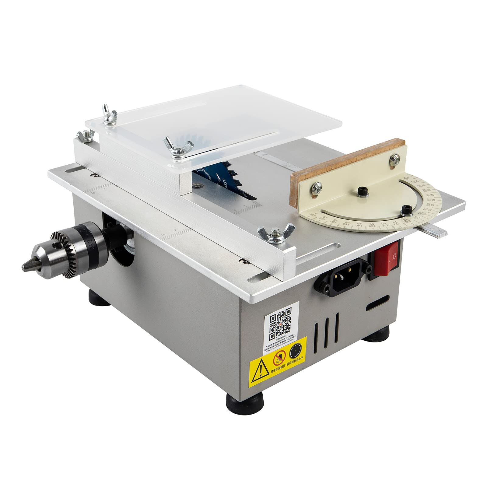 Adasea 300W Mini Table Saw - 9000RPM Portable Woodworking Tool with Adjustable Blade for Precision Cutting, Polishing & Drilling | Ideal for DIY Crafts, Home Projects & Professional Woodworking (Silver)