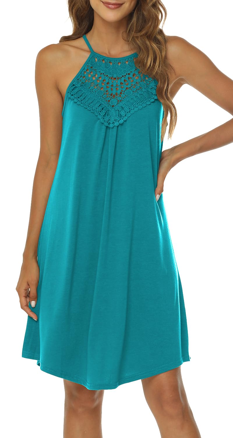 Sweetnight Women's Halter Dresses - Summer Spaghetti Strap Flowy Short Sundresses for Beach, Vacation & Casual Outings | Perfect for Pool Parties, Date Nights & Summer Getaways