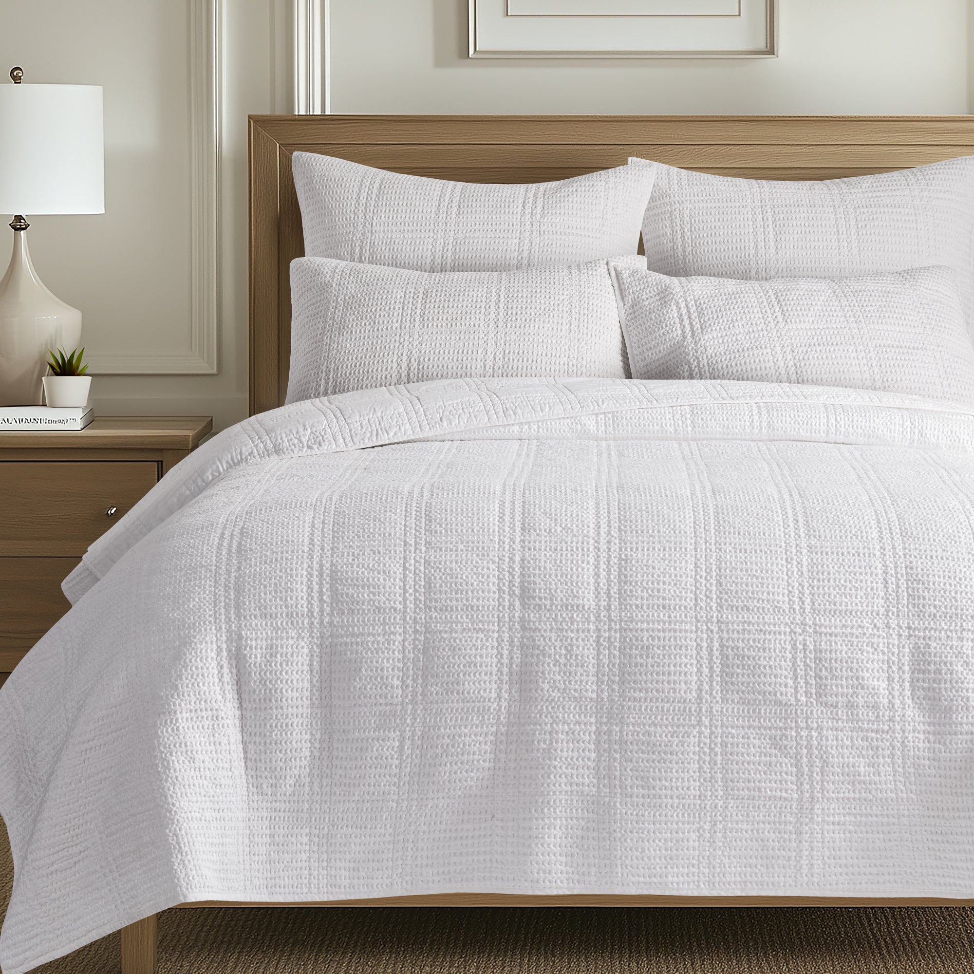 Luxury Cloud Waffle Quilt Set - Ultra Soft Breathable Bedding - Queen Size Comforter & Duvet Cover - Perfect for Cozy Bedroom & Guest Room Decor