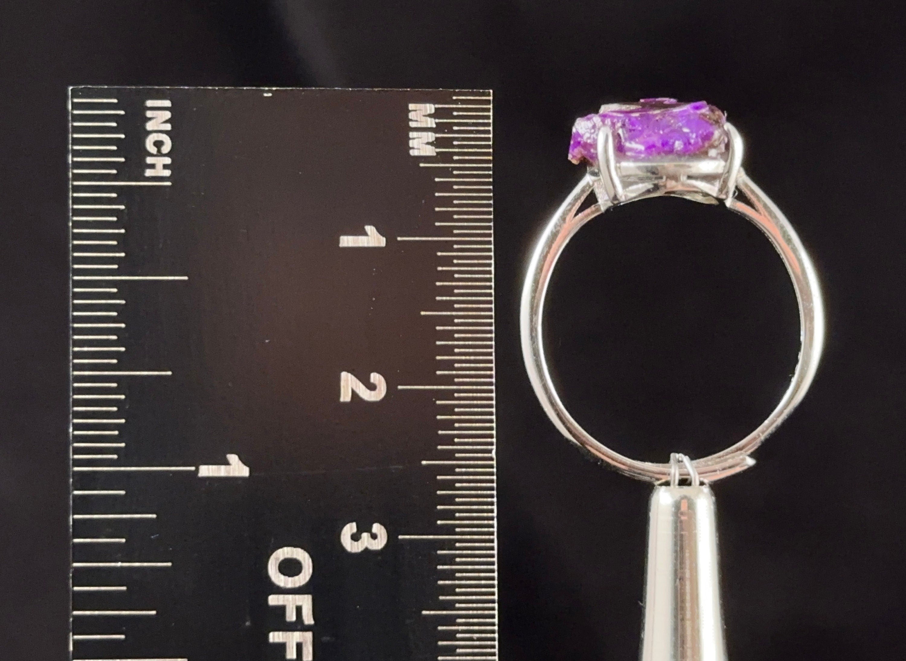 Raw AA SUGILITE Crystal Ring - Adjustable Sterling Silver Boho Jewelry for Women | Cocktail Party, Wedding, Gift Idea, Spiritual Healing