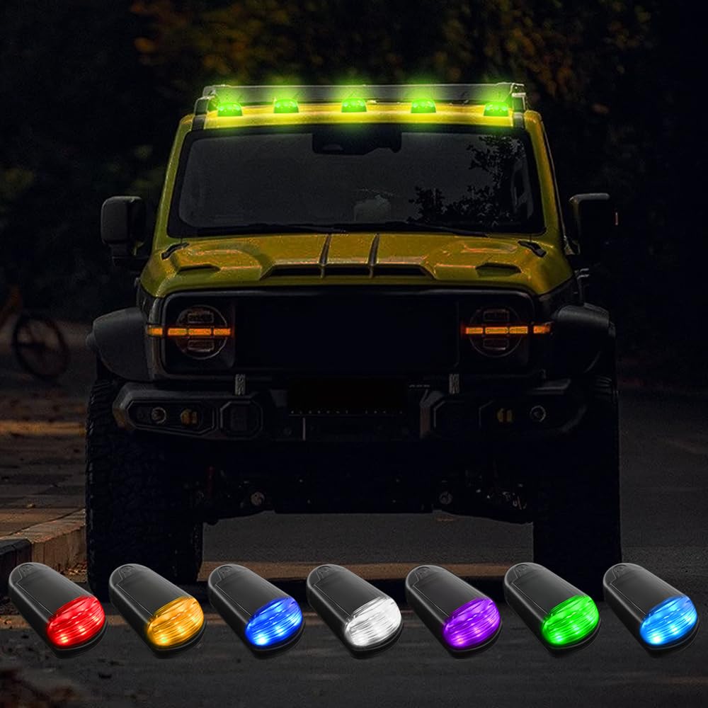 2025 Solar Truck Cab Lights - No Drill, 7 Colors, Vibration Sensor & App Control for Off-Road Adventures