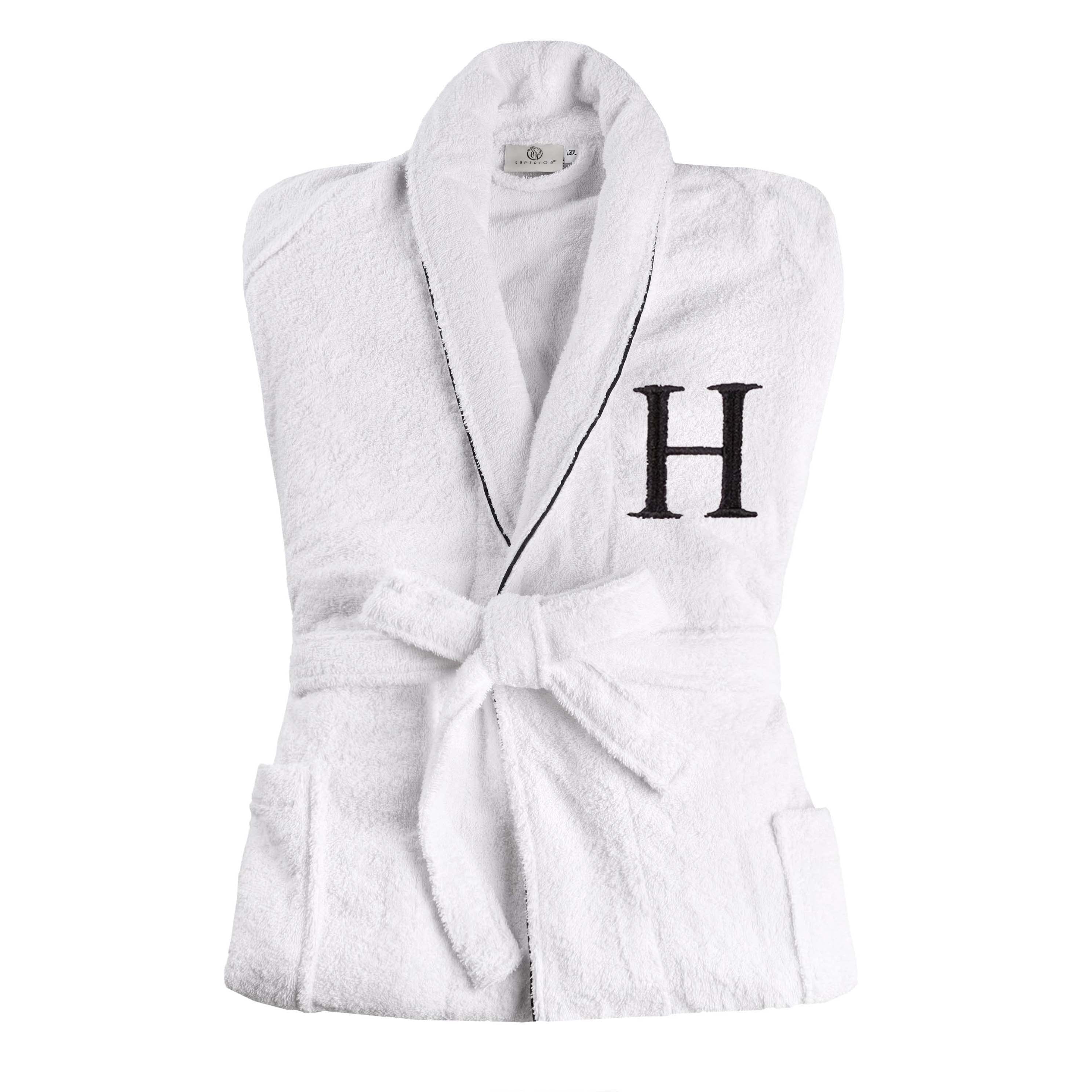 Premium Cotton Unisex Bathrobe for Adults - Soft, Fluffy & Highly Absorbent - White Embroidered Spa Robe for Relaxation, Hotels & Home Comfort