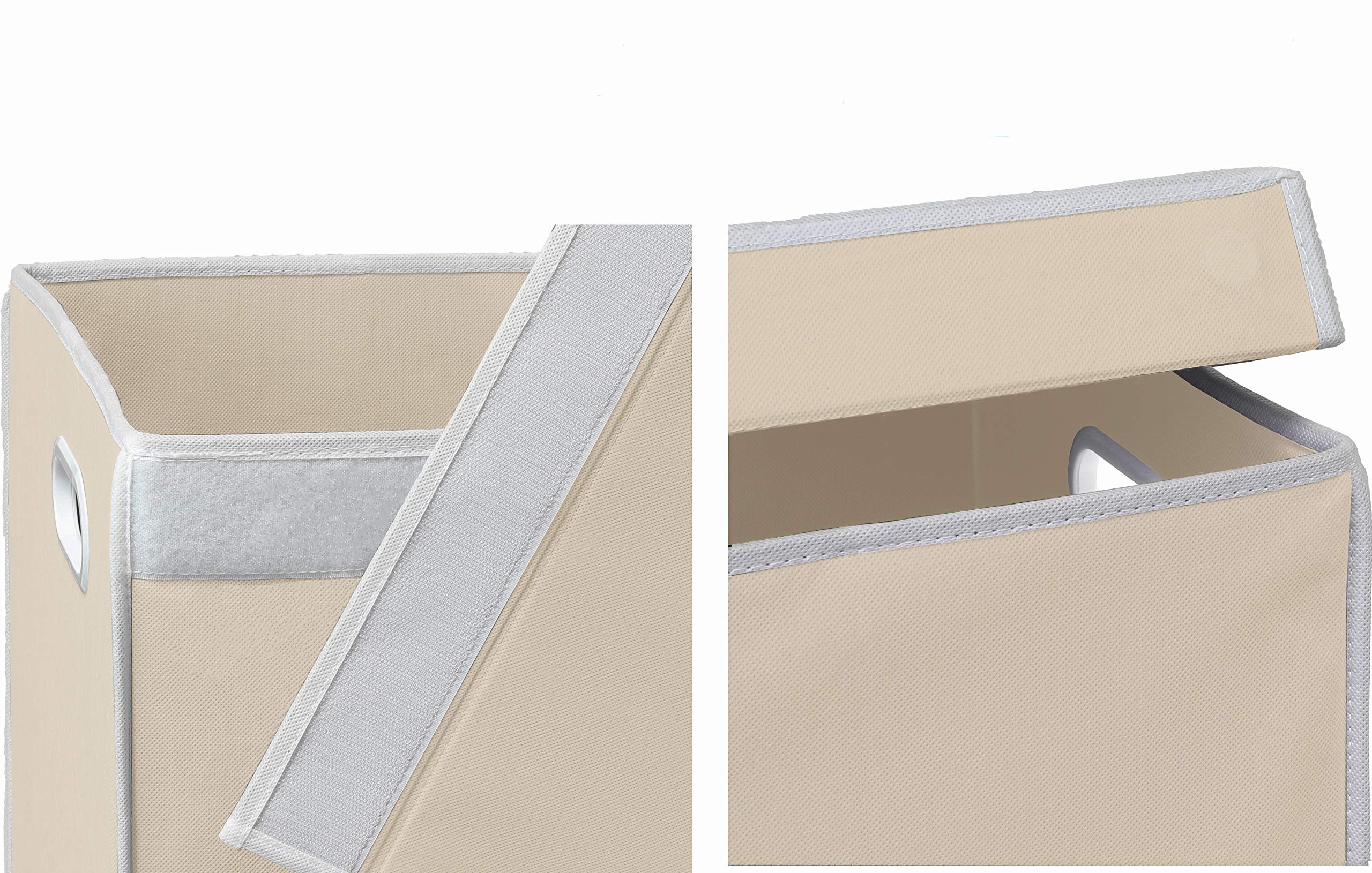 Simple Houseware Double Laundry Hamper with Lid & Removable Laundry Bags - Beige Foldable Clothes Hamper for Bedroom, Bathroom & Dorm Organization