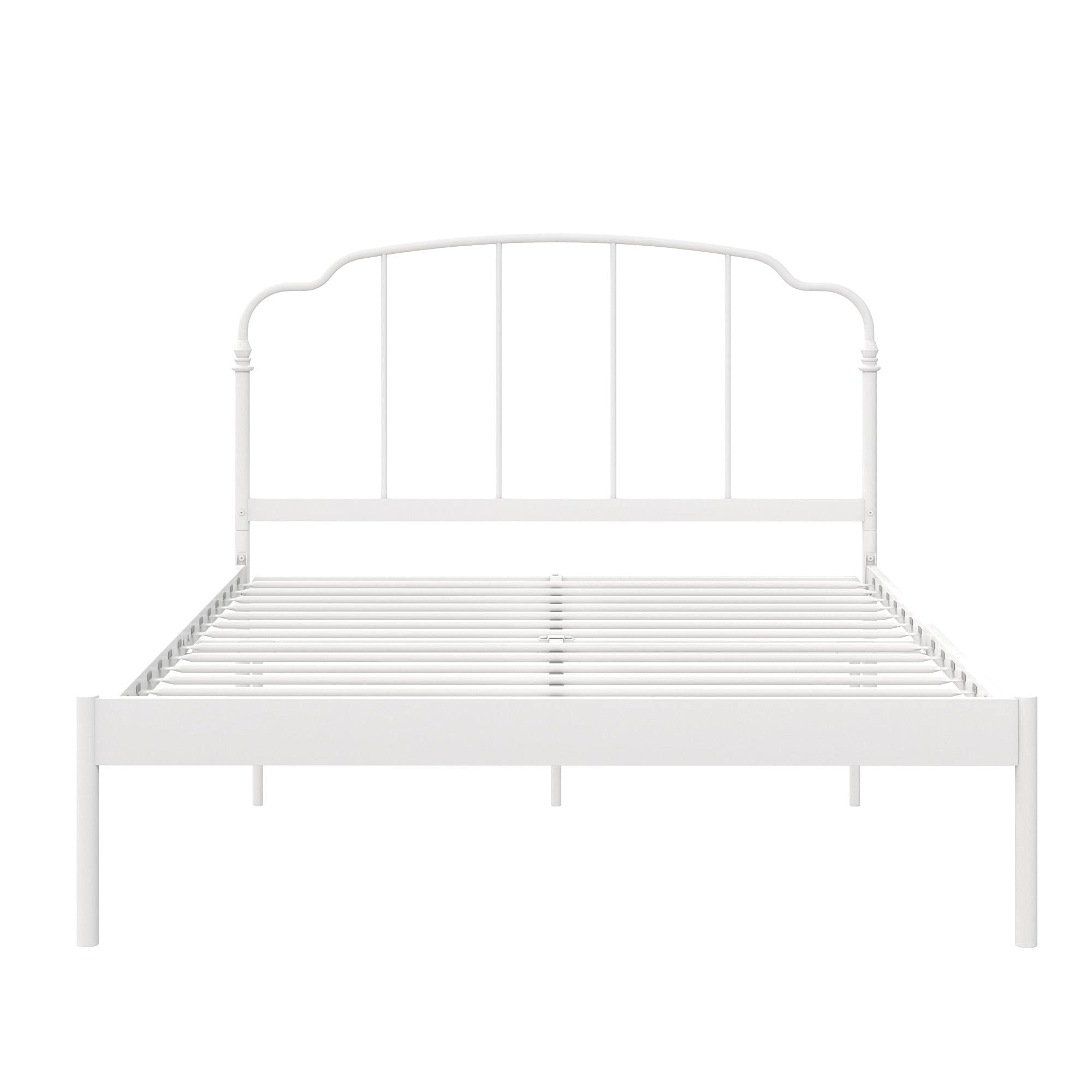 REALROOMS Camie Metal Platform Bed Frame with Adjustable Height, No Box Spring Required, Full Size, White - Perfect for Modern Bedrooms, Guest Rooms & Small Spaces