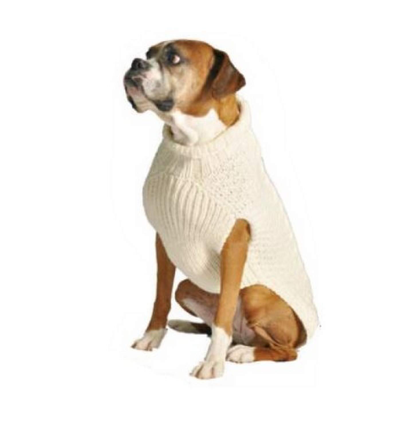Chilly Dog Tural Cable Knit Dog Sweater - Medium Size Cozy Winter Pet Clothing for Small to Medium Dogs | Perfect for Cold Weather Walks & Indoor Comfort