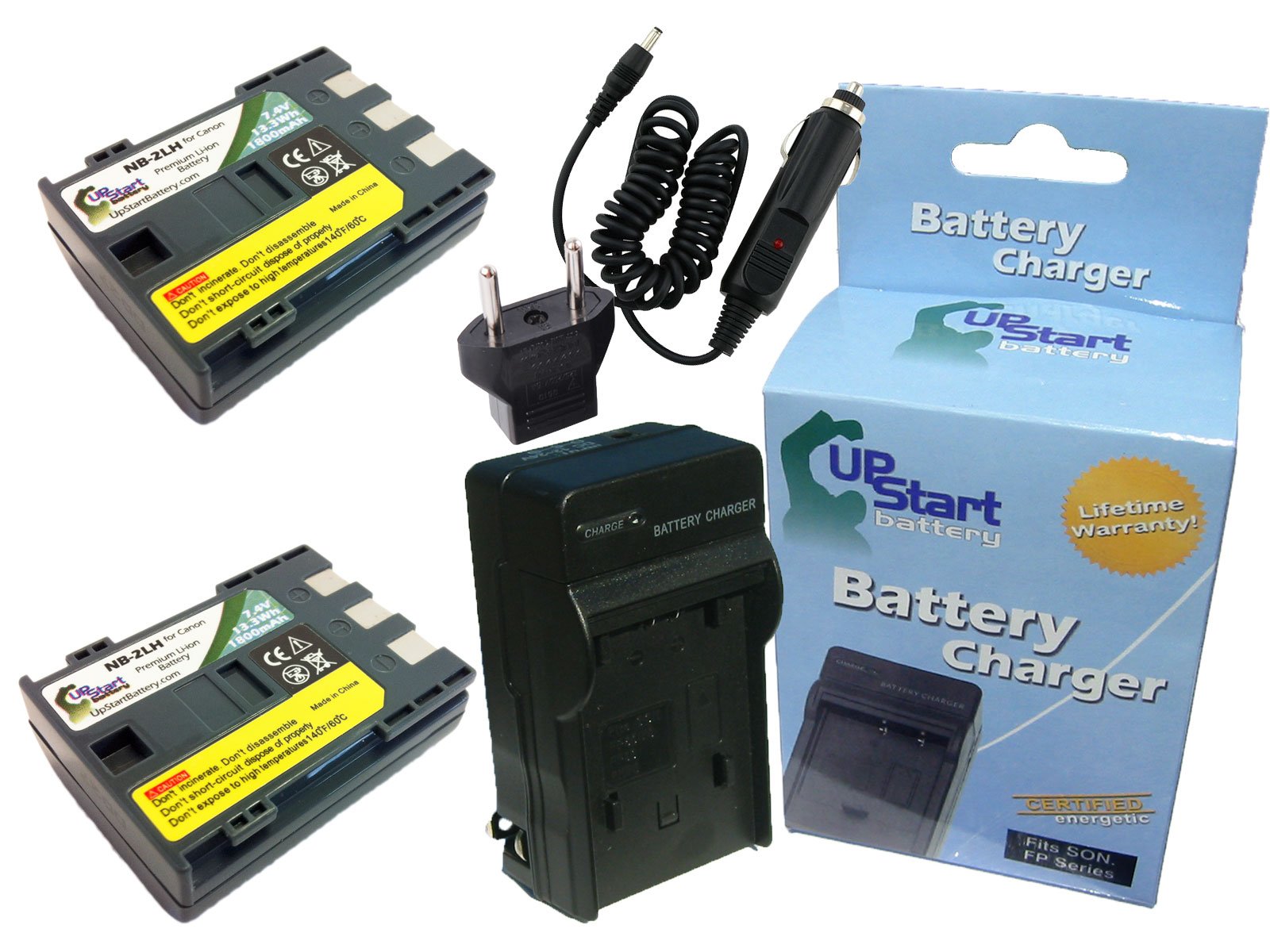 2 Pack Canon NB-2LH Battery & Charger - 1800mAh for LEGRIA HF R16 - Travel & Home Use