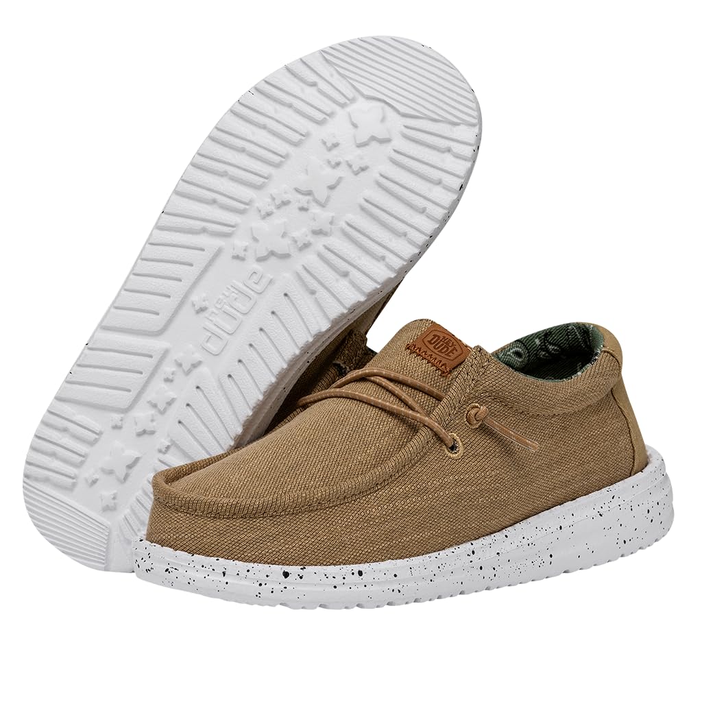 Hey Dude Wally Linen Shoes for Boys - Lightweight & Breathable Casual Sneakers - Perfect for School, Play & Everyday Wear