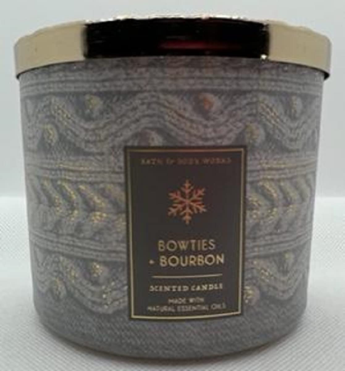 Bath & Body Works Bowties & Bourbon Scented Candle - 14.5 oz 3-Wick Soy Candle with Essential Oils | Perfect for Home Decor, Relaxation & Romantic Ambience