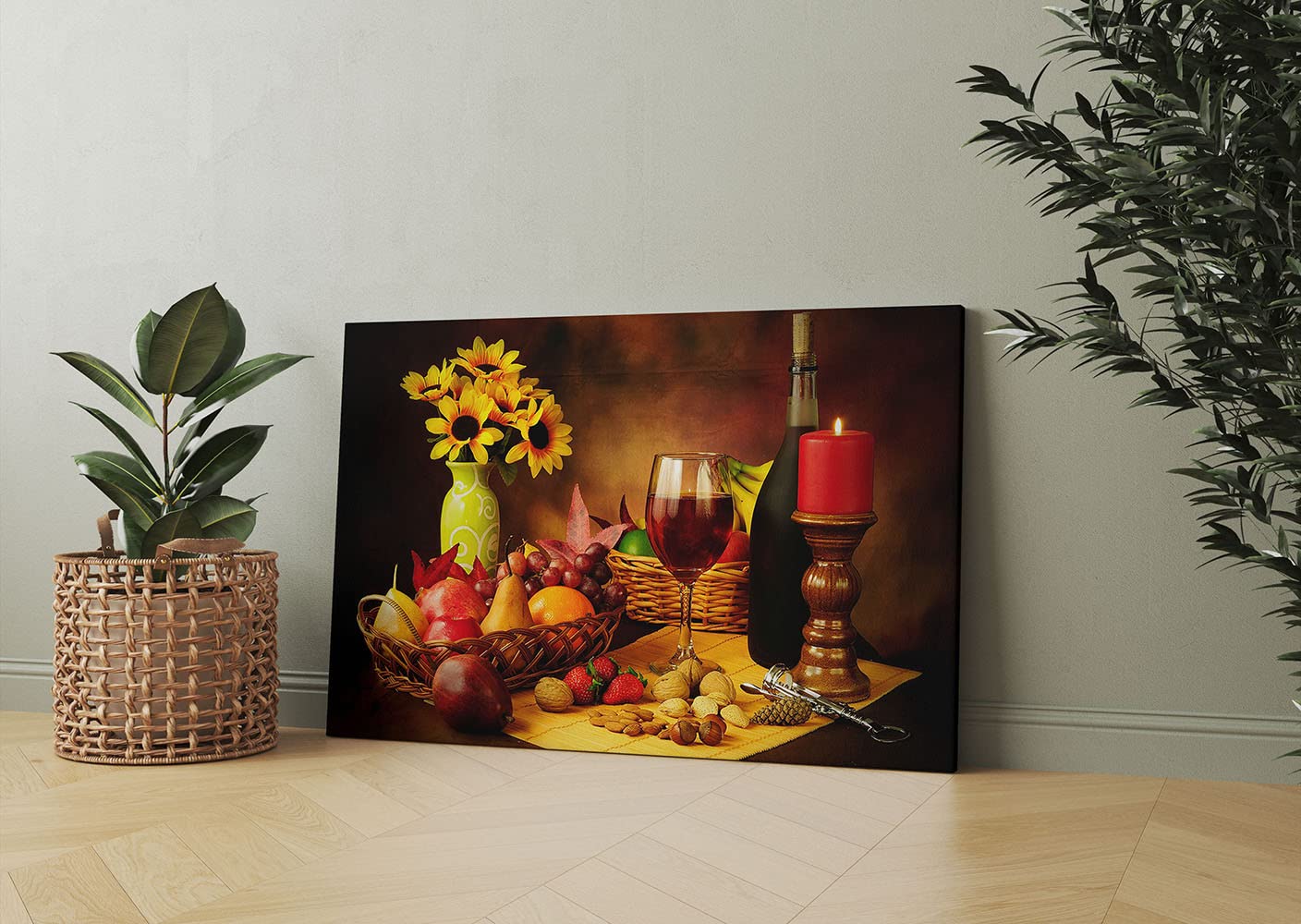 Modern Kitchen Wall Art - Food & Wine Canvas Prints for Dining Room Decor - Ready to Hang 12x18 Inch - Perfect for Farmhouse, Apartment & Restaurant Wall Decoration