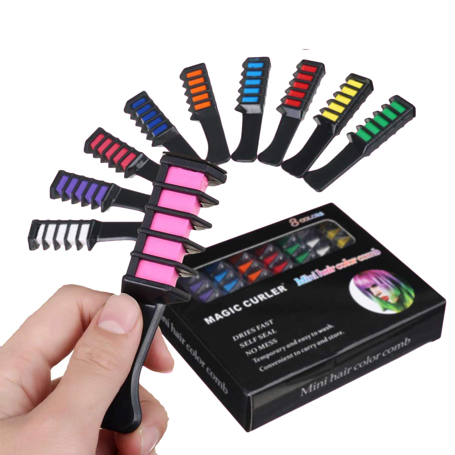 10 Color Non-Toxic Washable Hair Chalk for Girls & Kids - Temporary Hair Dye for Parties, Cosplay, Halloween, Christmas & Birthday Celebrations - Fun & Safe Hair Coloring for Festive Events & Costume Play