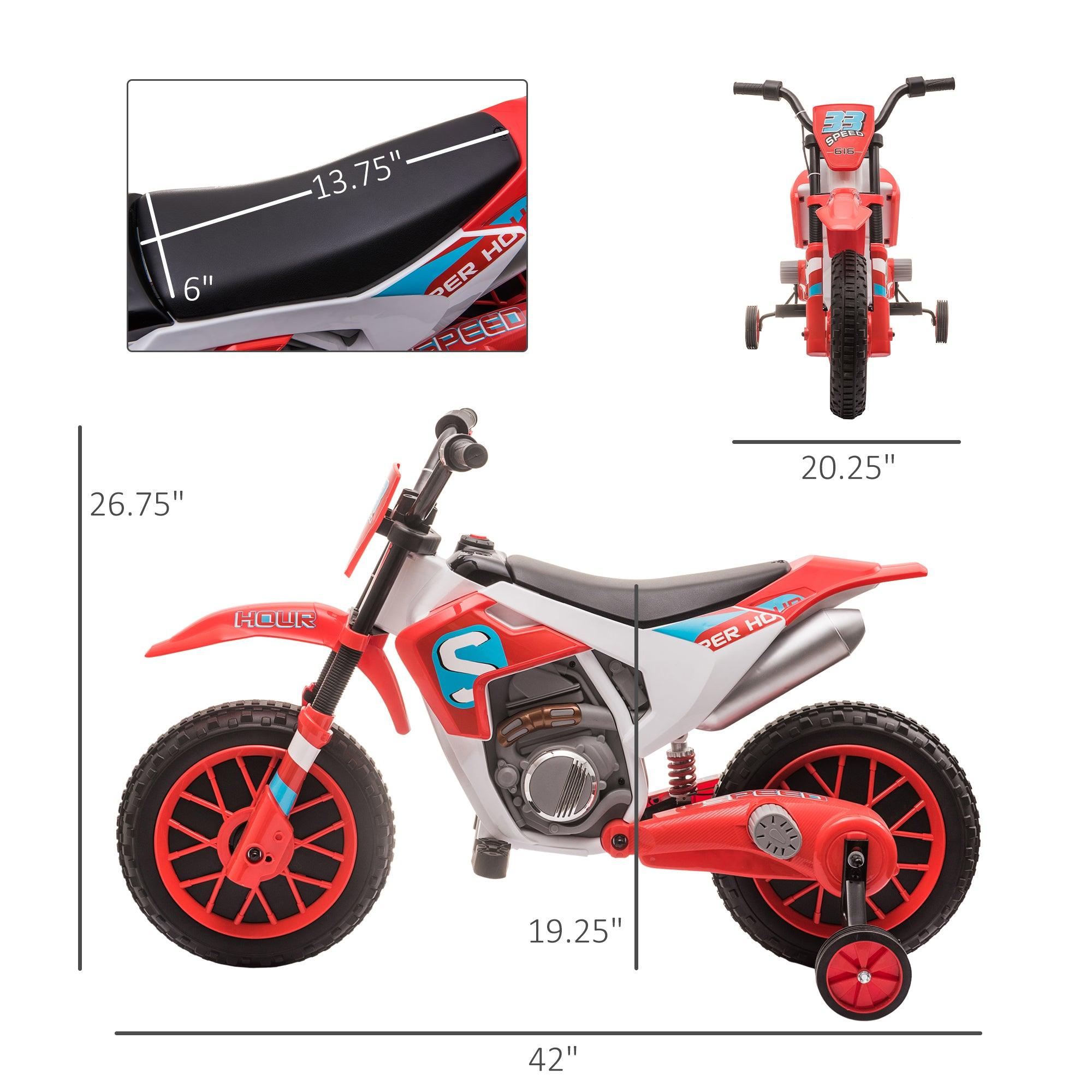 12V Kids Electric Dirt Bike - Battery Powered Ride On Motorcycle Toy with Training Wheels & Charger - Red Off-Road Street Bike for Boys & Girls - Perfect for Backyard, Park & Neighborhood Riding