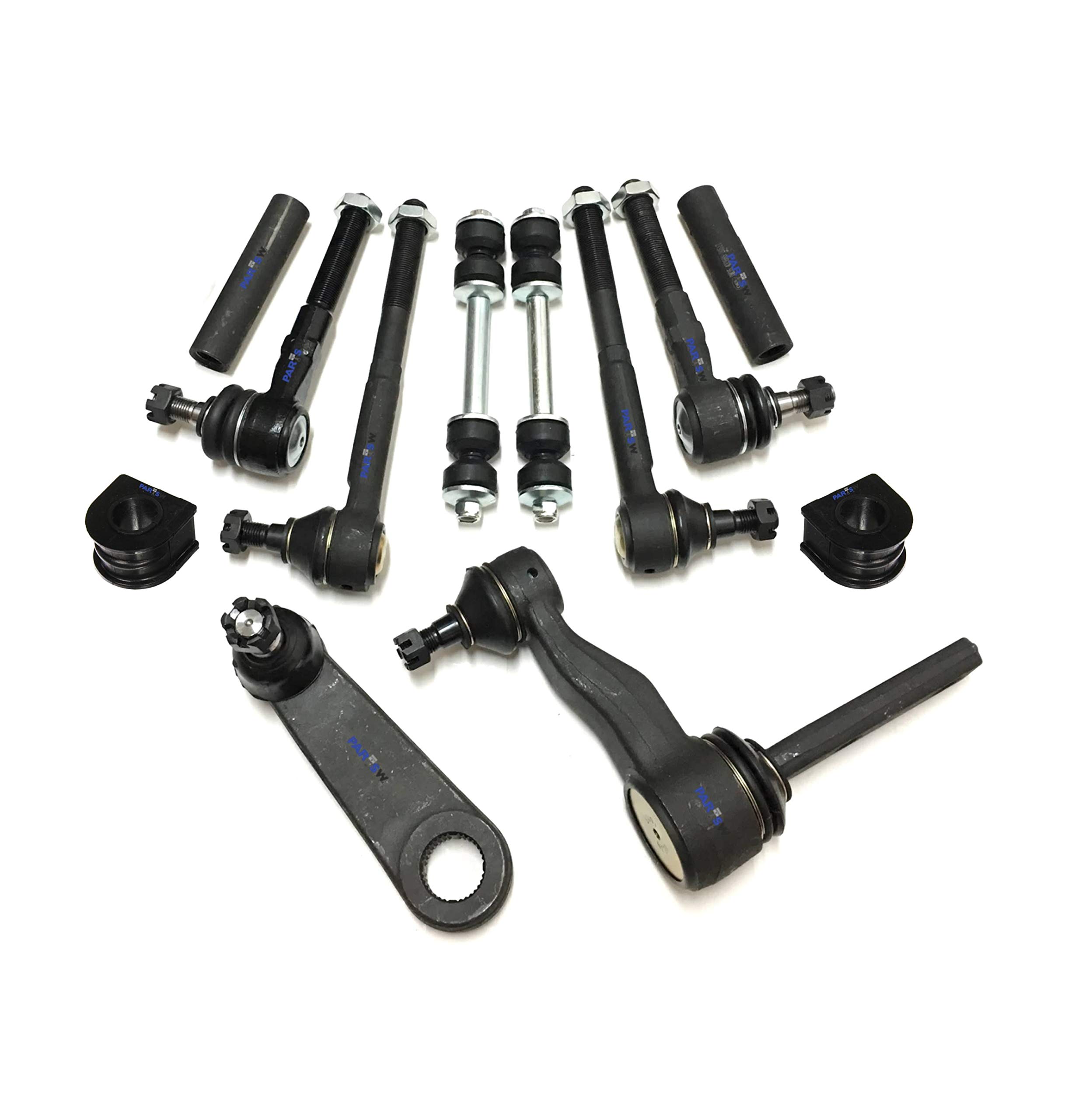 12-Piece Suspension Kit - Tie Rod Ends, Adjusting Sleeves, Sway Bar Frame Bushings 32mm (1.25 inch), Idler Arm & Pitman Arm with 2.48