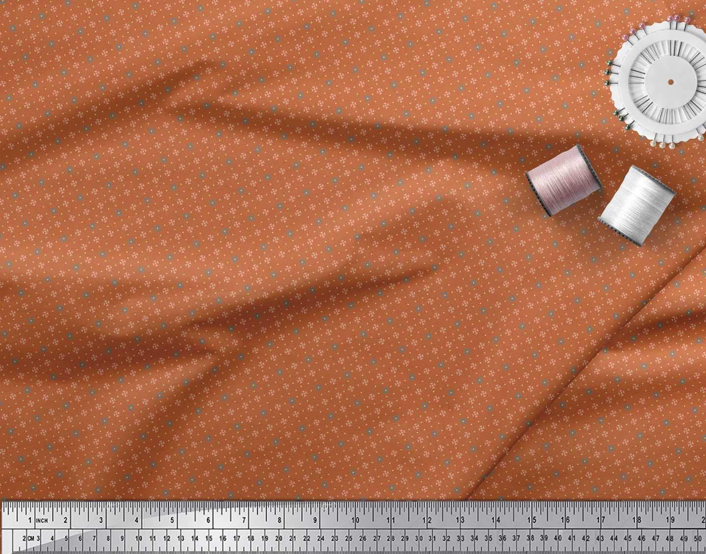 Soimoi Moss Georgette Brown Fabric by The Yard - 42 Inch Wide Dot & Heart Print Fabric for Dresses, Blouses, and DIY Craft Projects - Playful Love Design Printed Material