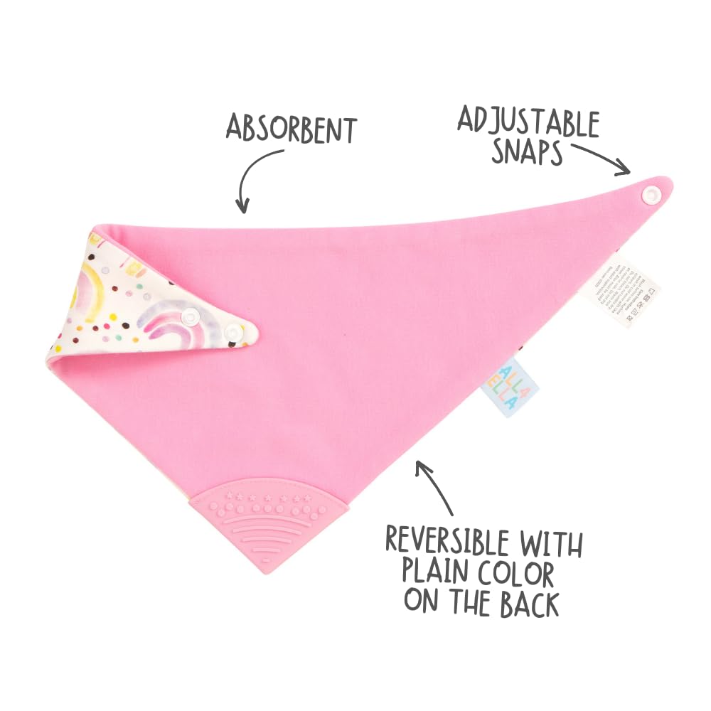Reversible Bandana and Teether Bibs for Baby Boys & Girls - 100% Cotton, Absorbent, Durable & Easy to Clean Bibs - Perfect for Feeding, Teething & Drooling Protection