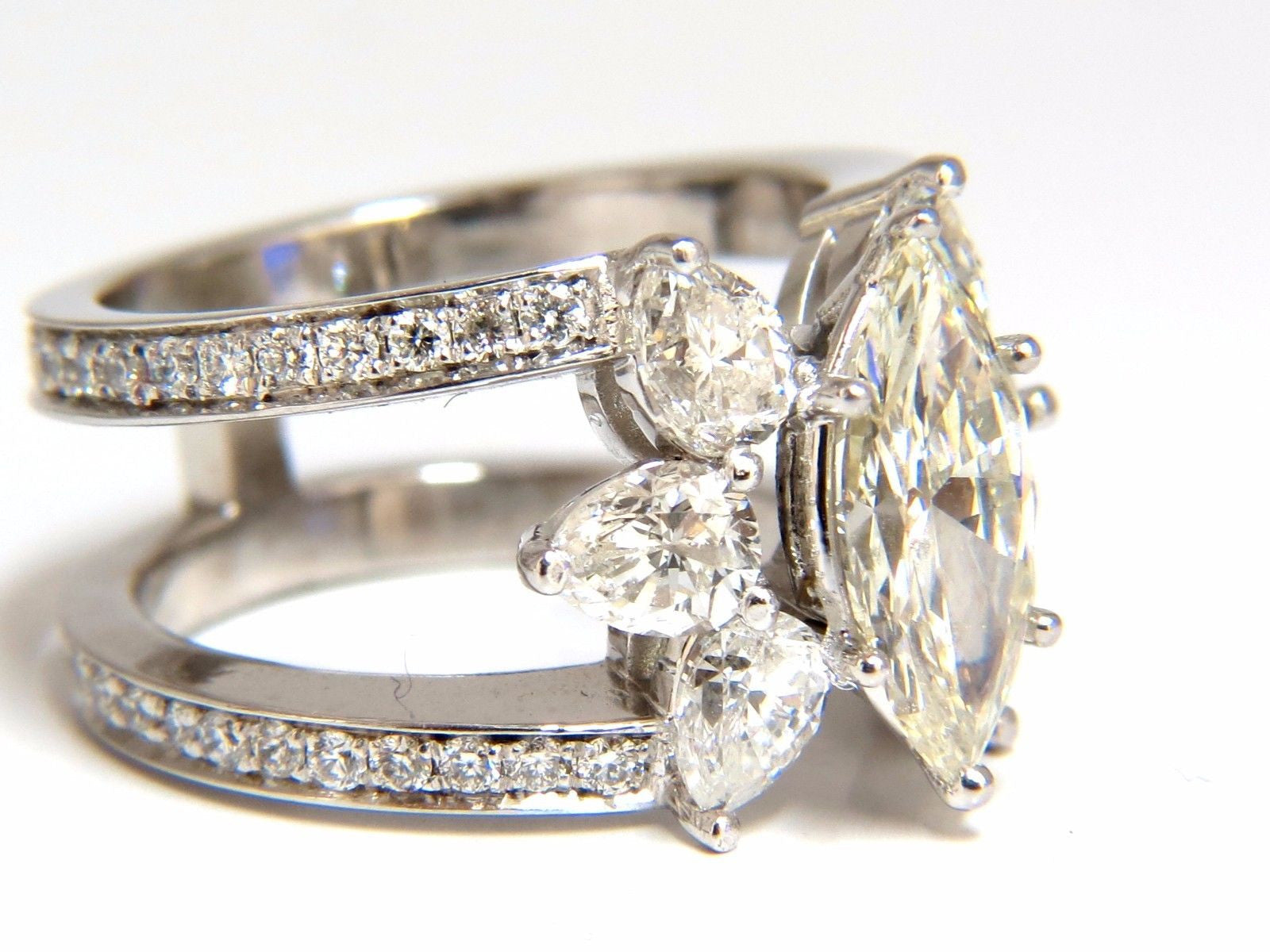 4.12ct Natural Marquise & Pear Diamond Eternity Ring - Elegant Cocktail Ring for Women, Wedding, Anniversary & Special Occasions