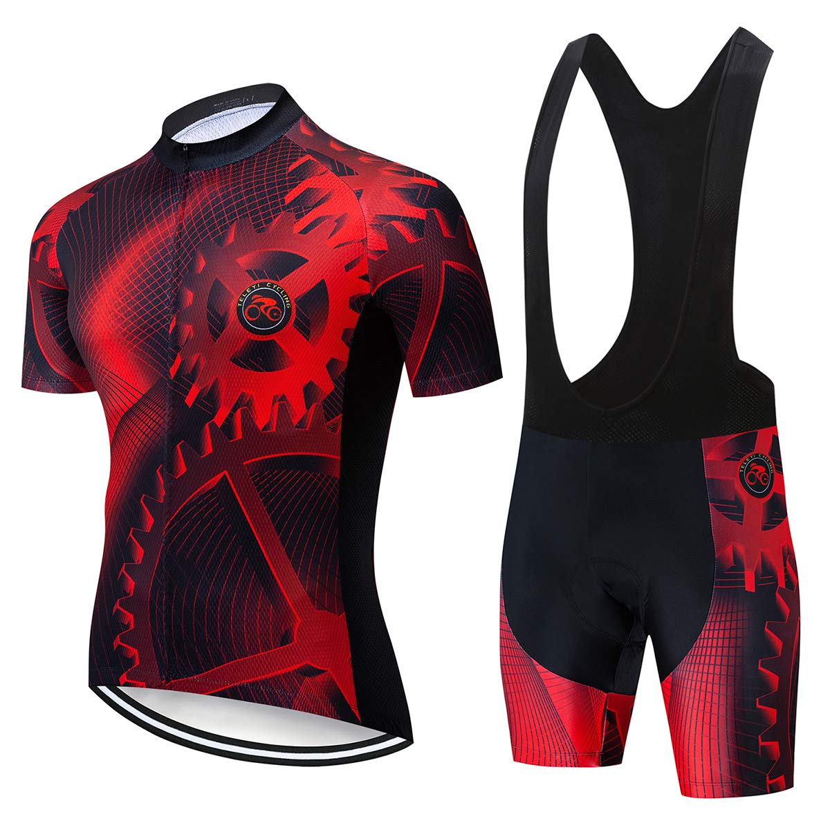 **Men's Cycling Jersey Set - Breathable Short Sleeve Bike Jersey & MTB Shorts for Summer Riding - Perfect for Road & Mountain Biking**    *(Use Case: Ideal for outdoor cycling, training, and long-distance rides in warm weather.)*
