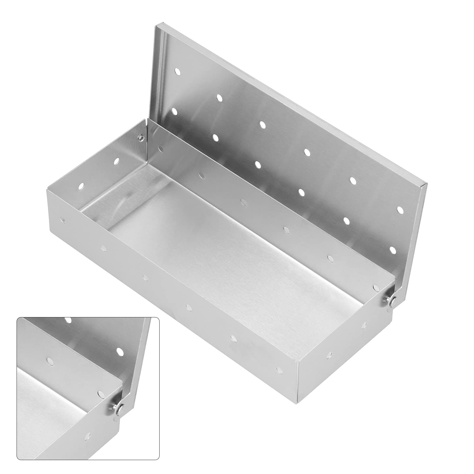 Liyeeo Reusable Wood Chip BBQ Smoker Box - Heat Resistant Bacon Grill Box for Gas, Charcoal & Electric Grills - Perfect for Backyard BBQs, Camping, Picnics & Family Gatherings