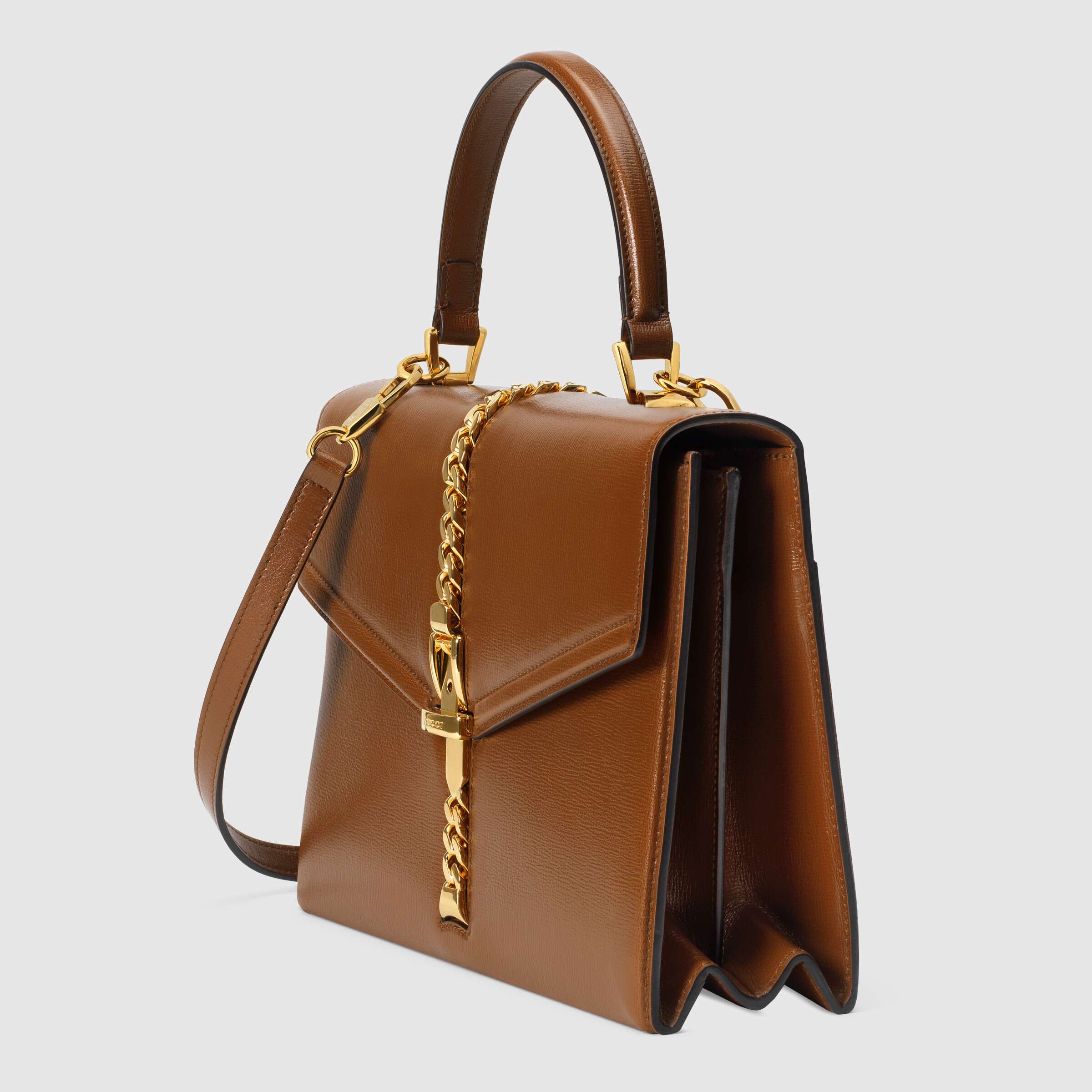 Gucci Sylvie 1969 Small Leather Top Handle Handbag in Brown | Luxury Designer Crossbody Bag for Women | Perfect for Work, Date Night & Special Occasions