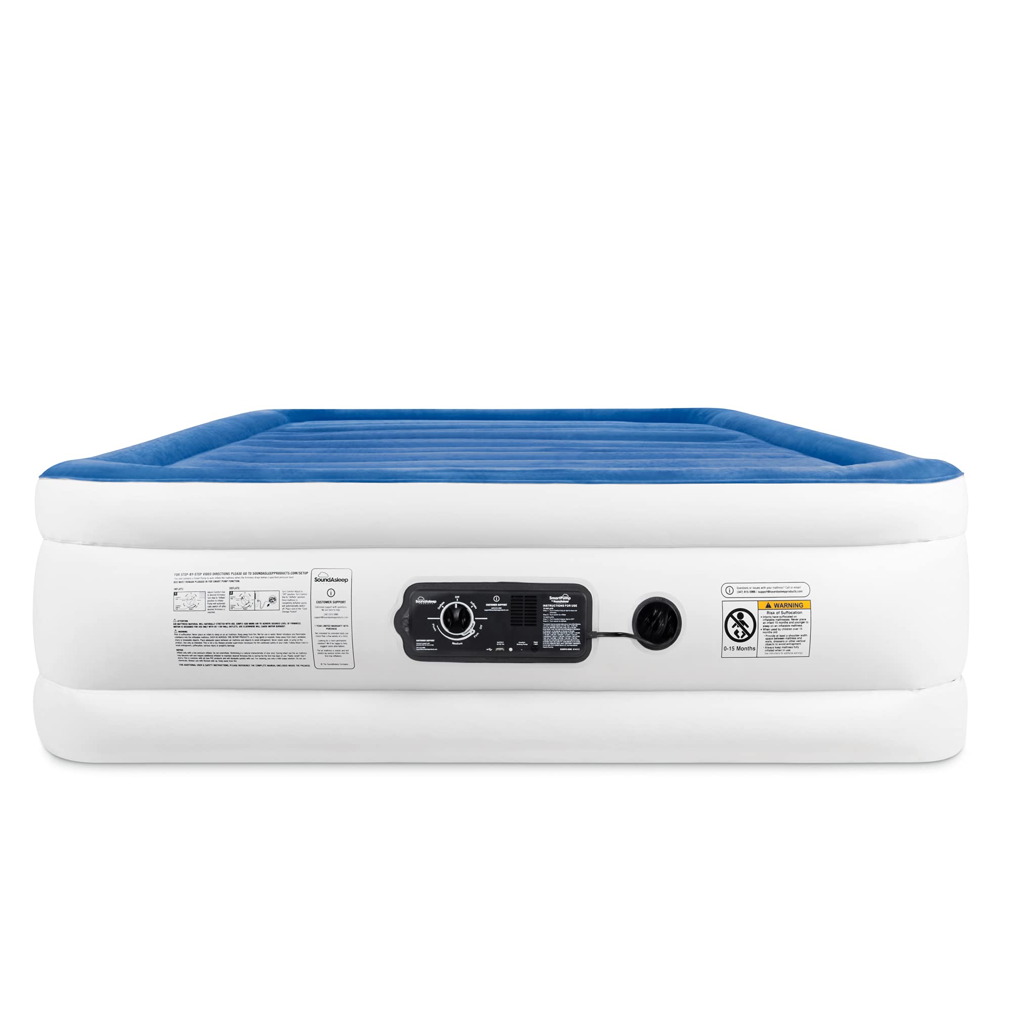 SoundAsleep CloudNine Series Air Mattress with Dual Smart Pump Technology - Queen Size Inflatable Bed for Home, Camping & Guest Use - Comfortable & Durable Blow Up Mattress