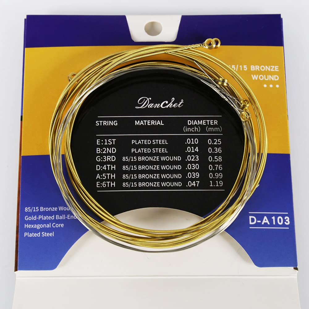 Premium A103 Bronze Acoustic Guitar Strings - Medium Light Gauge (1 Set) for Folk, Country & Rock Music Performance