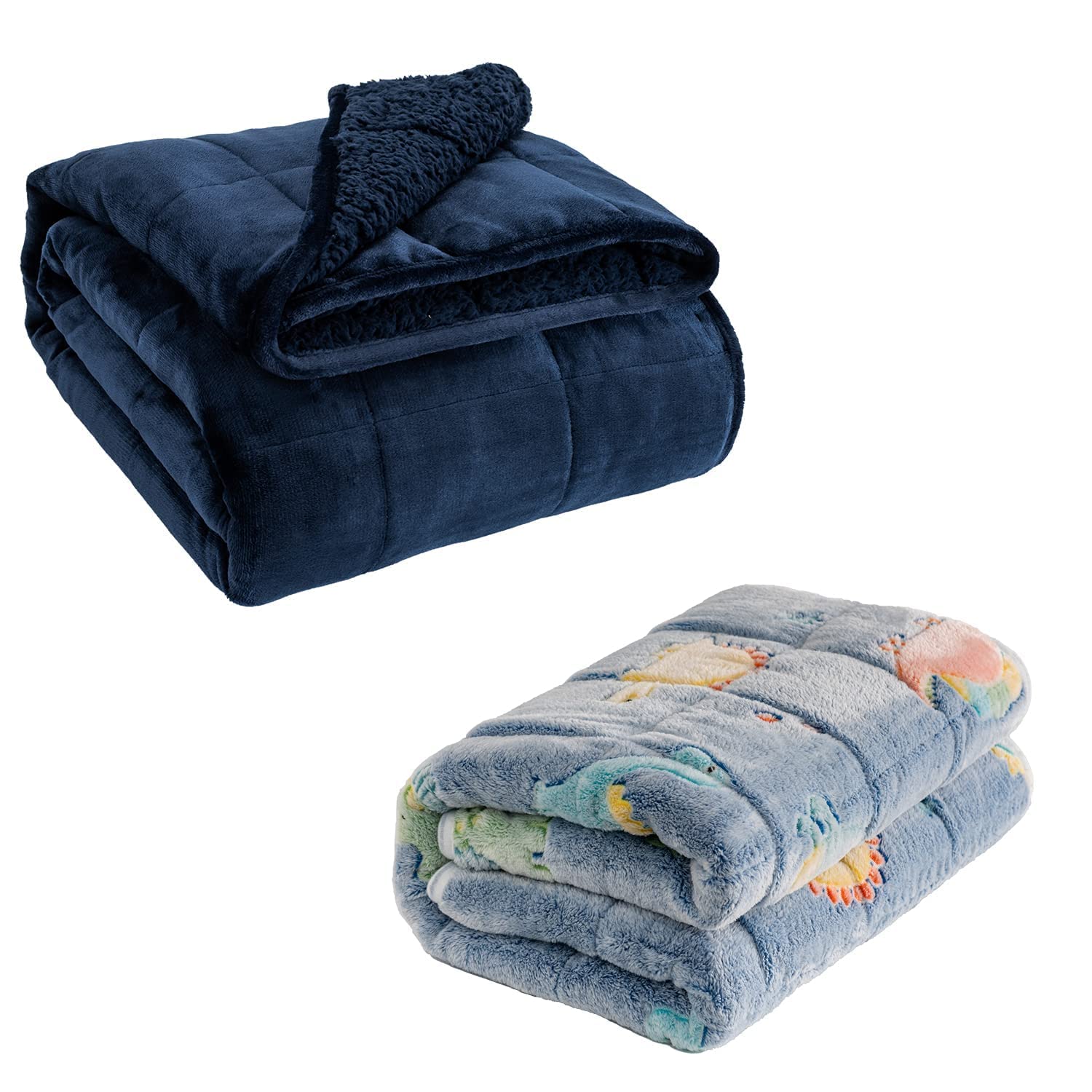 Uttermara 15 lbs Sherpa Fleece Weighted Blanket for Adults & 5 lbs Kids Weighted Blanket - Glow in The Dark Plush Fleece with Luminous Patterns - Perfect for Anxiety Relief, Deep Sleep and Cozy Family Movie Nights