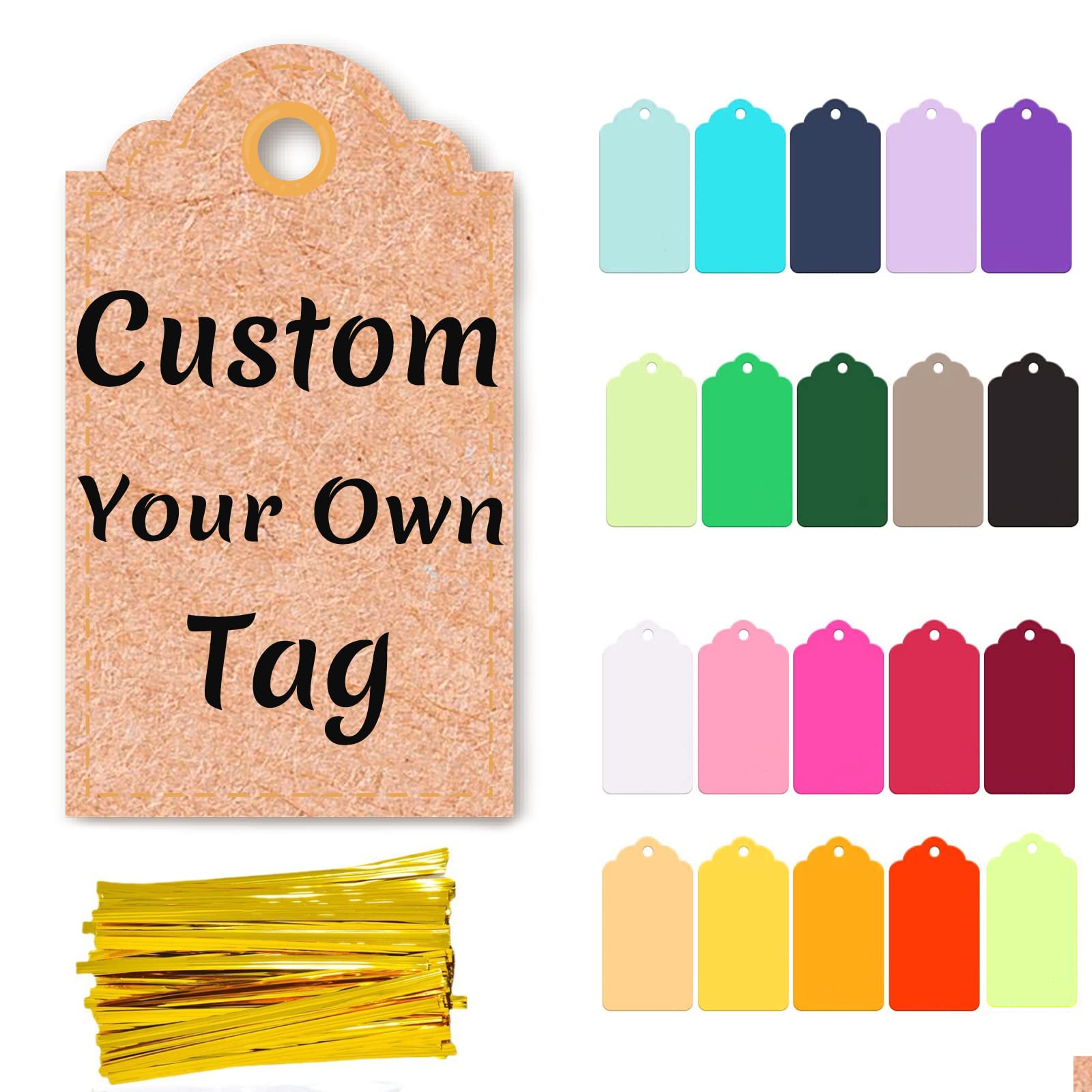100 Pcs Kraft Paper Price Tags with Twist Ties - 38x58mm Blank Gift Tags for DIY Arts & Crafts, Wedding Favors, Christmas, Thanksgiving - Perfect for Retail Pricing, Party Favors & Handmade Gifts