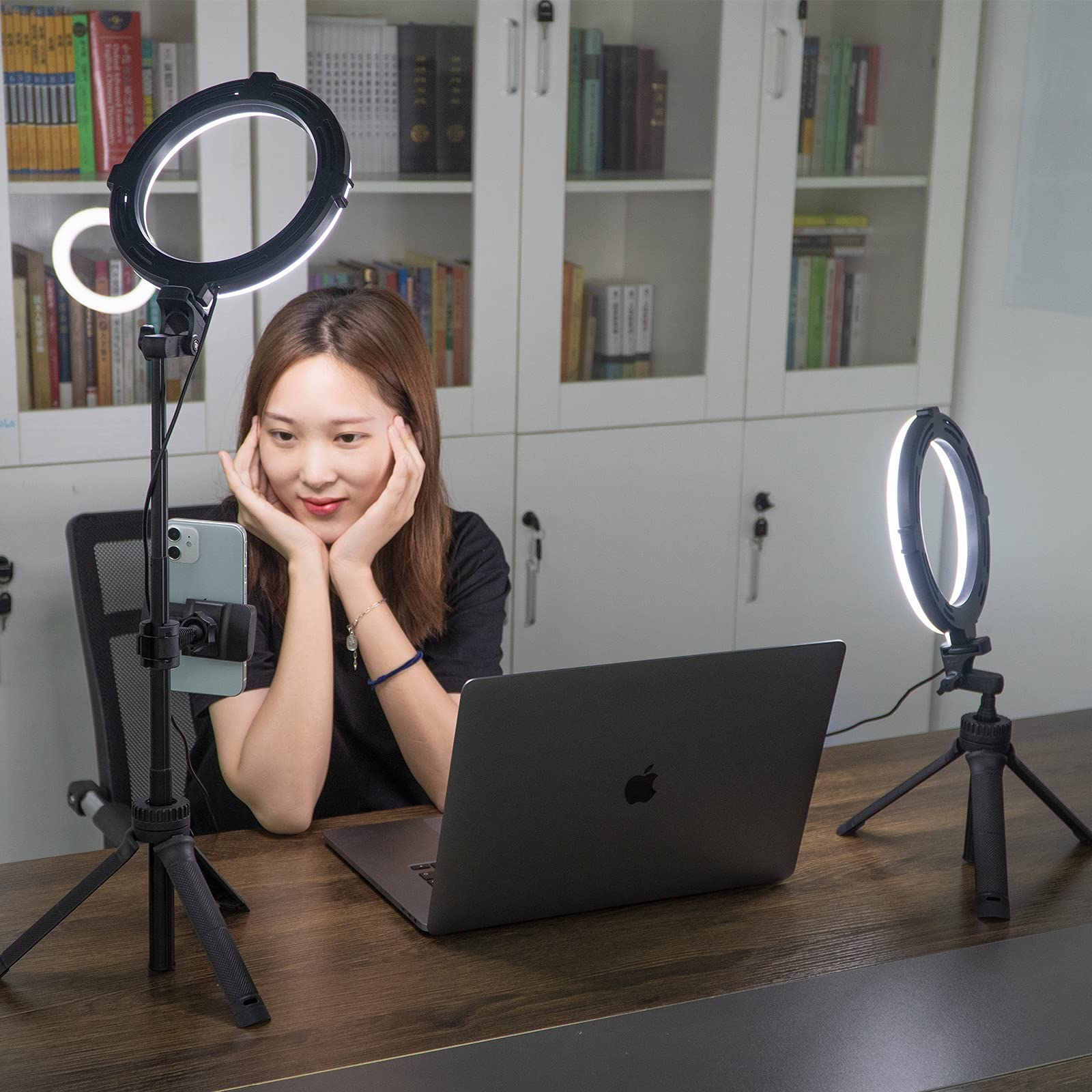 2 Pack VIJIM LED Ring Light with Tripod Stand, Phone Holder & Bluetooth Remote - Perfect for Live Streaming, YouTube Videos, TikTok, Makeup, Photography & Video Calls