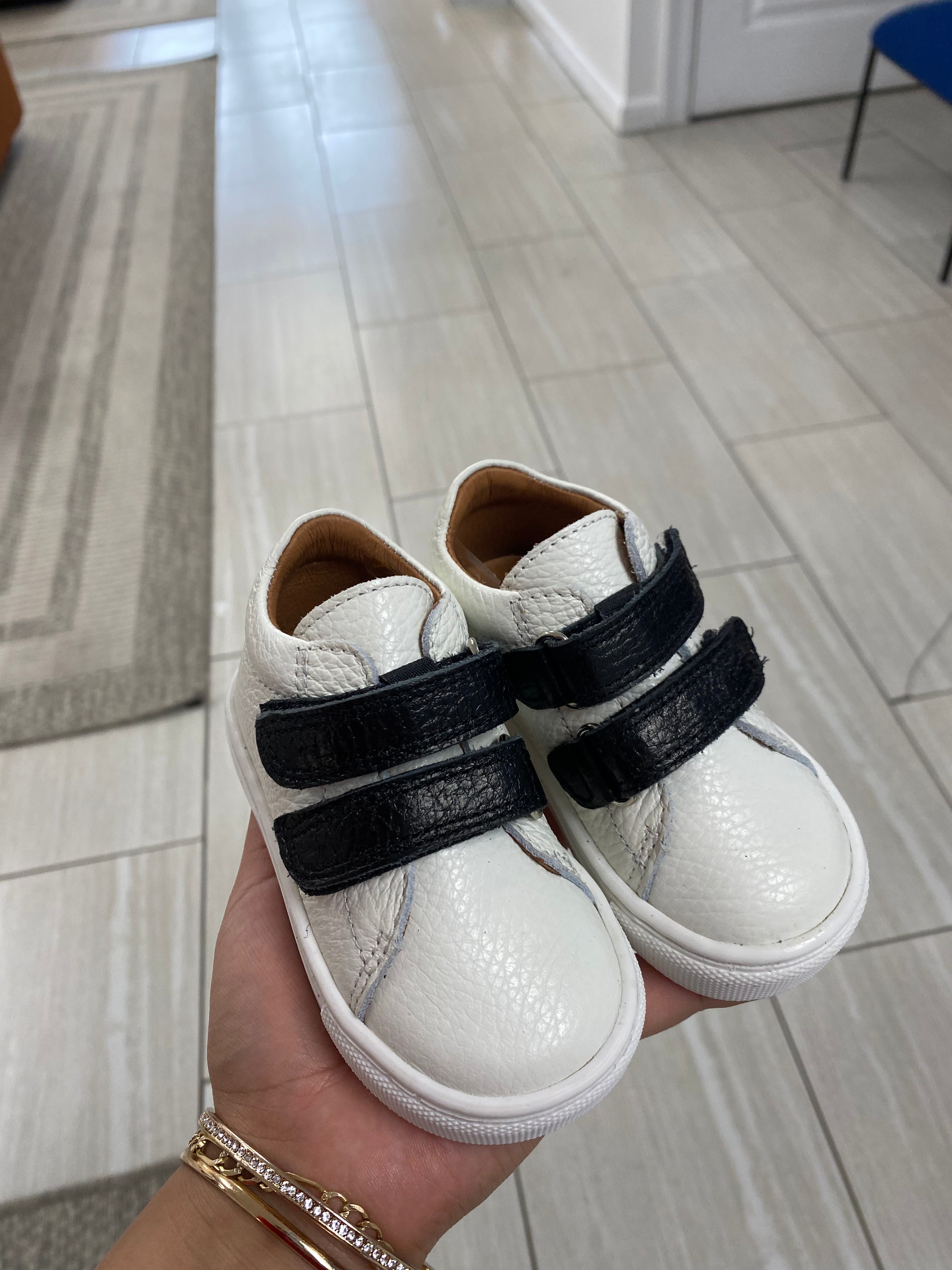 **Atlanta Moccasin Black & White Velcro Baby Sneakers – Soft & Comfortable First Walkers for Toddlers – Perfect for Everyday Wear & Special Occasions**