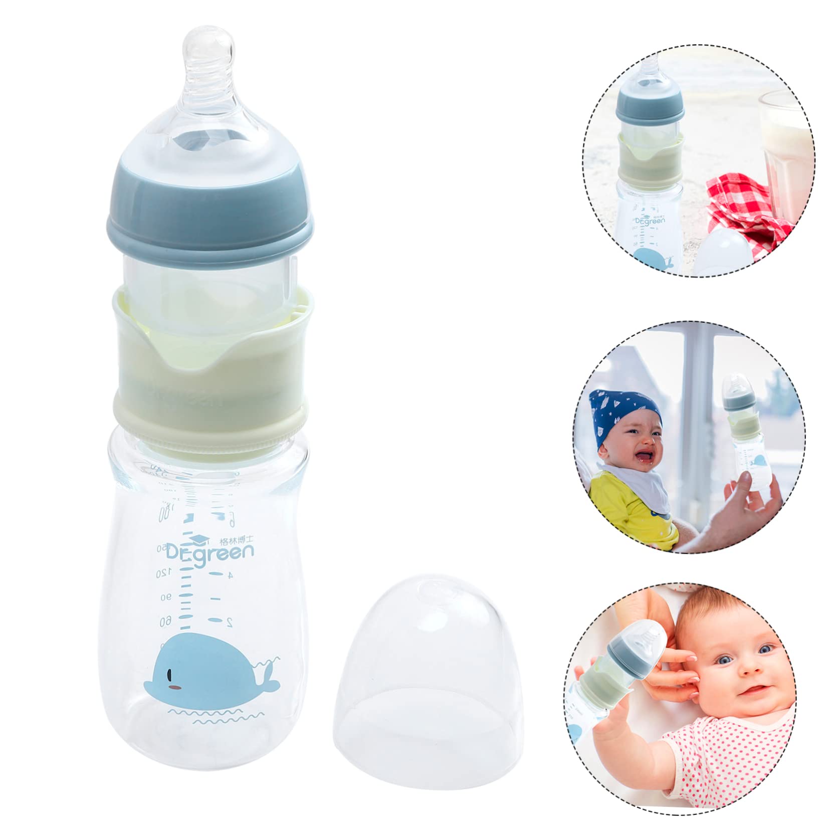 HEMOTON 5-Piece Glass Baby Bottle Set - BPA-Free Milk Storage Containers for Breastfeeding & Formula - Perfect for Travel, Daycare & Outdoor Activities