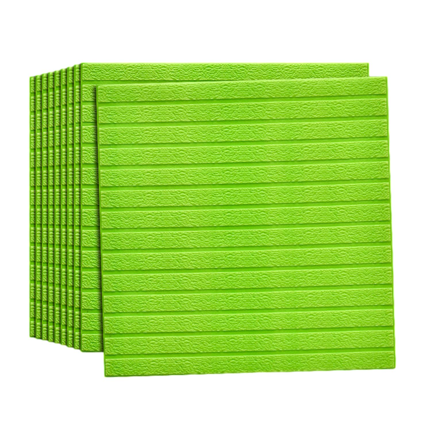 SQINAA 3D Brick Wall Panel - Soundproof, Waterproof, Self-Adhesive Peel & Stick Wallpaper (10 Pack, Green) for TV Backdrop, Bathroom, Kitchen, Living Room & Ceiling Decor - Easy DIY Home Improvement & Wall Covering Solution