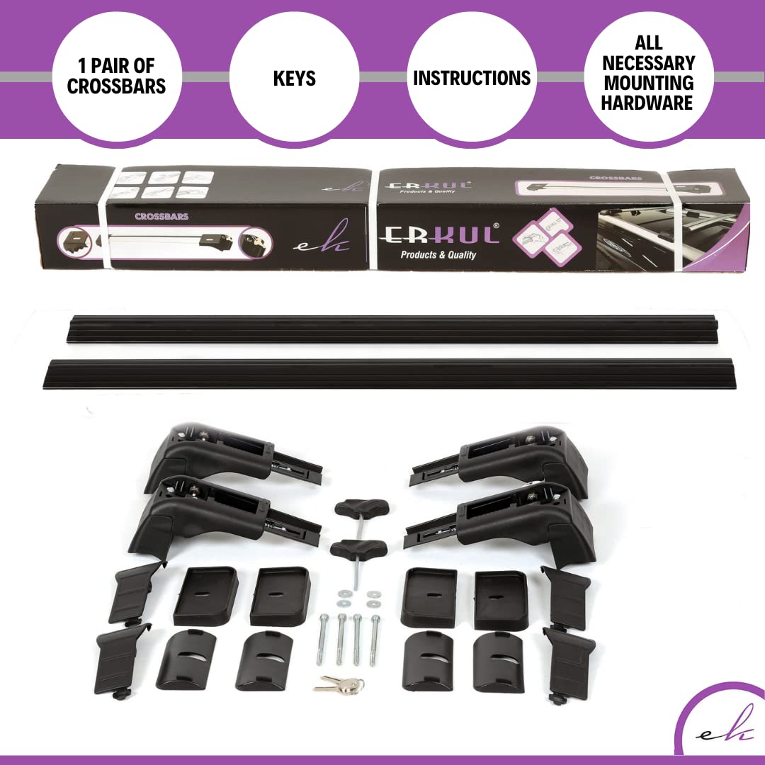 Heavy Duty 220 lbs Aluminum Roof Rack Cross Bars for Mazda 3 2014-2025 | Anti-Theft Locking Crossbars for Rooftop Cargo | Compatible with Fixed Point Roofs - Silver | Perfect for Road Trips, Camping Gear & Outdoor Adventures