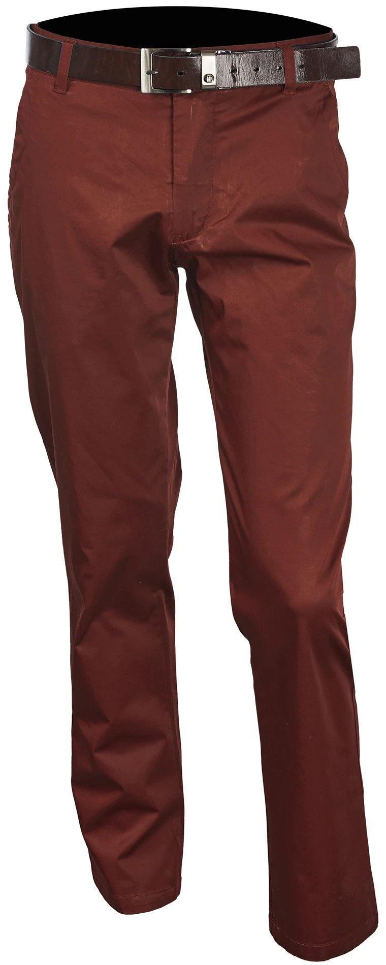 Men's Chino Casual Pants - Burgundy Color | Comfortable Slim Fit Flat Front Trousers for Office, Business & Weekend Wear