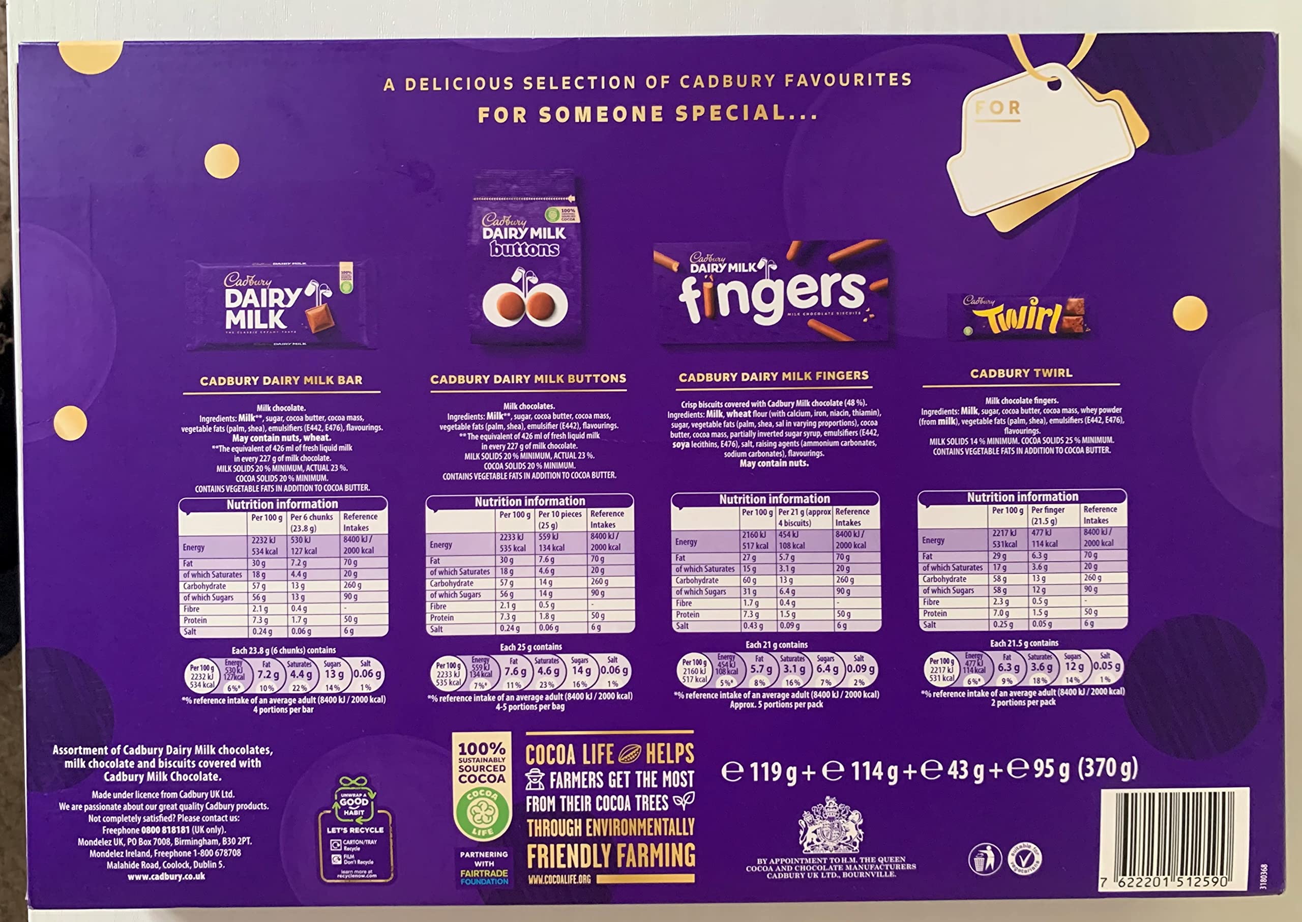 Cadbury Dairy Milk Favorites Christmas Selection Box 370g - Perfect for Holiday Gifts, Party Treats & Family Sharing