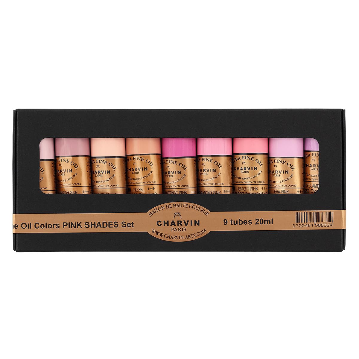 Charvin Extra Fine Professional Artist Oil Paint Set - 9 Shades of Pink (20ml Tubes) | Triple-Milled Smooth Texture, Rich Pigmentation, Poppy Oil-Based & Lightfast | Handmade Oil Colors for Professional Artists | Perfect for Portraits, Floral Paintings & Fine Art Projects