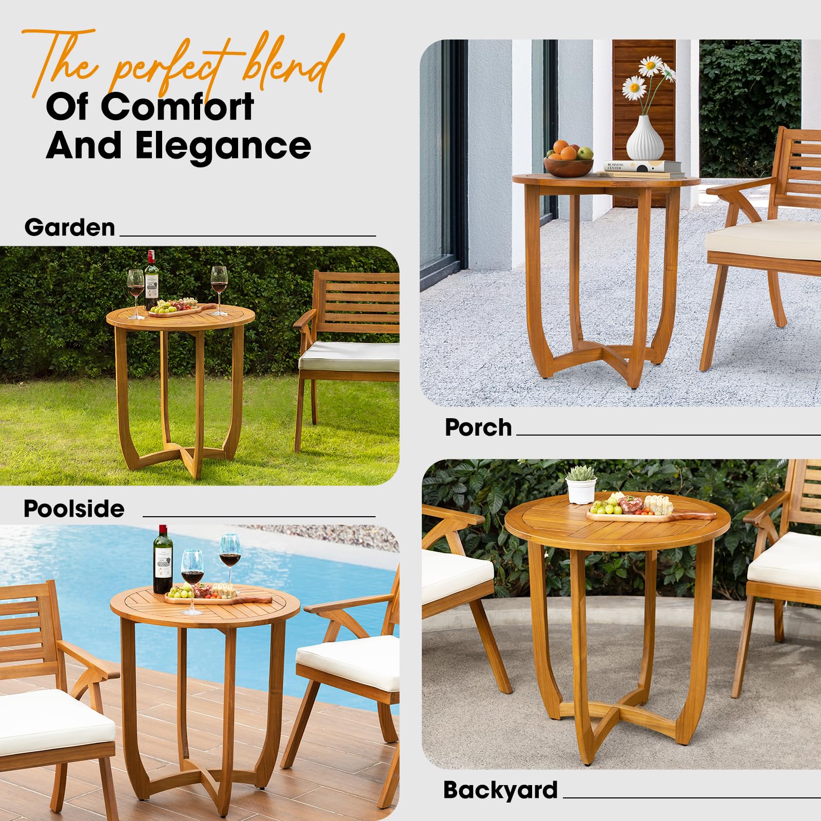 Idzo Patio Bistro Armchairs Set of 2 - Outdoor Dining Chairs with Escanor Bistro End Table - Perfect for Backyard, Garden, Patio, and Restaurant Outdoor Seating
