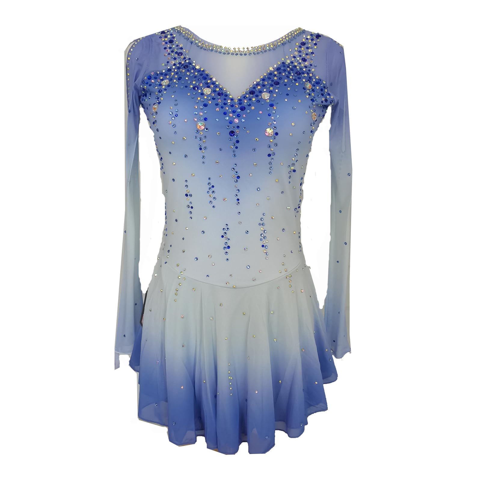 Elegant Blue Figure Skating Dress for Girls & Women - Competition Ice Dance Costume - Professional Skating Outfit for Performances & Shows