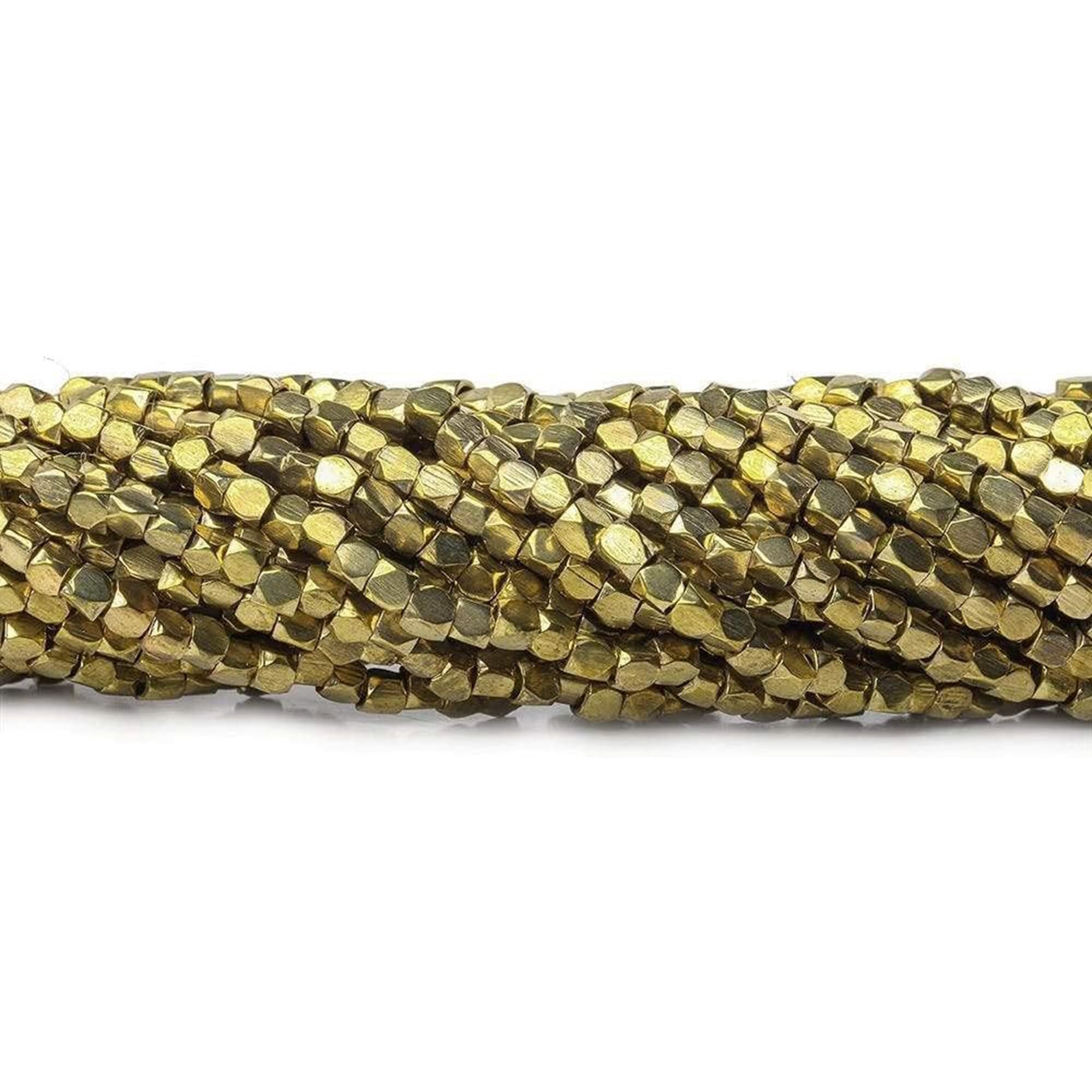2mm Brass Hand Polished Faceted Nugget Beads - Jewelry Making Supplies for Bracelets, Necklaces, Earrings & Anklets - DIY Charm Beads (96 Pieces, 8 Inch Strand) - Perfect for Boho, Handmade & Fashion Jewelry Crafting