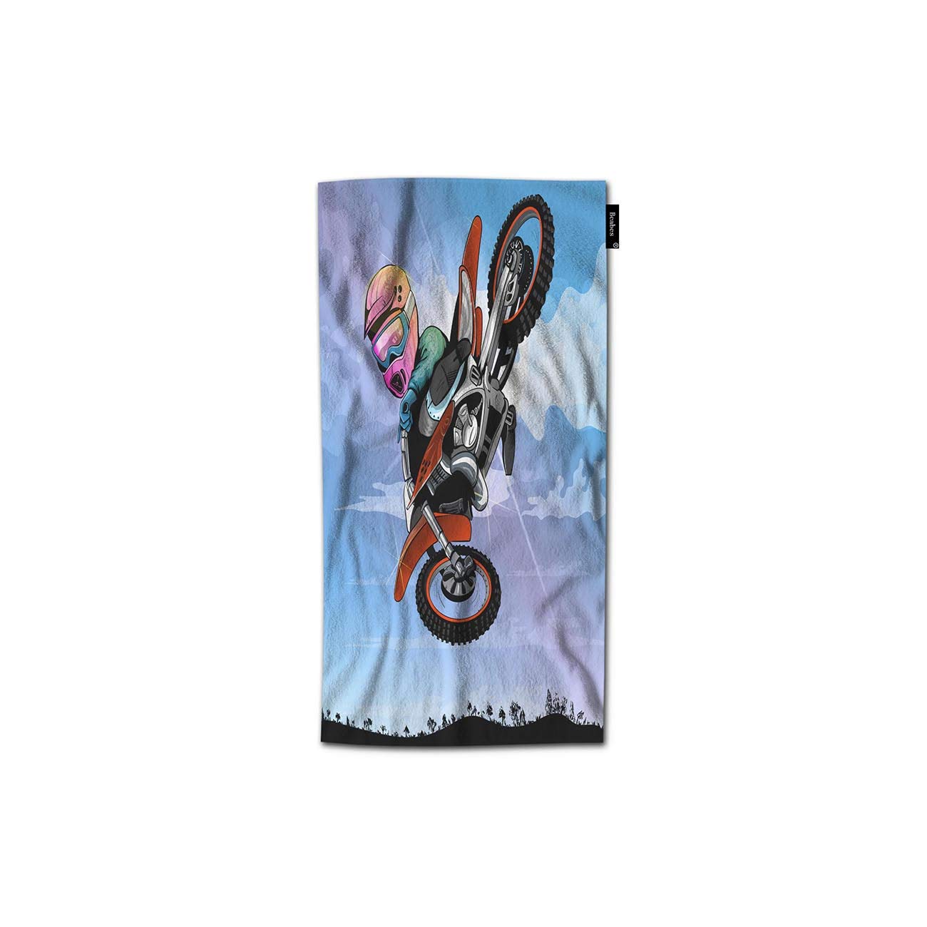 Beabes Motocross Hand Towel - Super Soft Polyester-Microfiber 30x15 Inch - Funny Cartoon Biker Design for Men & Women - Perfect for Bathroom, Travel, Gym & Motorcycle Enthusiasts