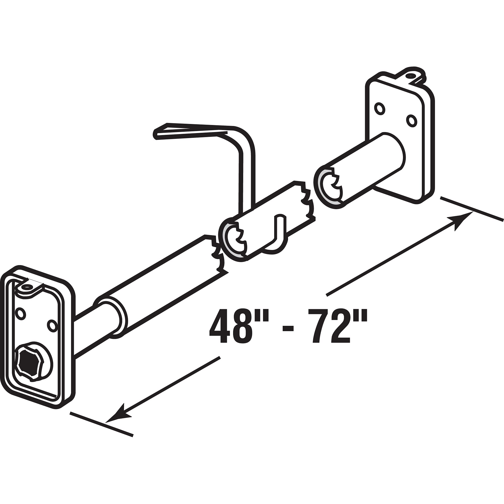 Prime-Line MP7104 Adjustable Closet Rod - Steel, Zinc Plated (48-72 Inch Expandable) - Heavy Duty Closet Organizer for Bedroom, Walk-in Closet & Wardrobe Storage Solutions