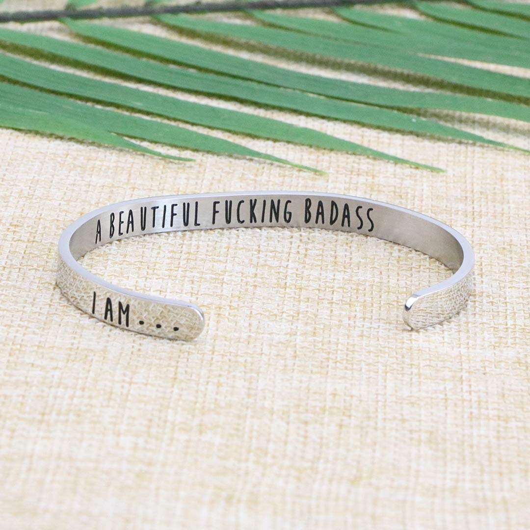 JoycuFF Inspirational Bracelets for Women - Hidden Message Mantra Cuff Bangle in Stainless Steel - Encouragement Gift for Friends, Sisters & Loved Ones - Perfect for Daily Wear, Special Occasions & Thoughtful Gifting