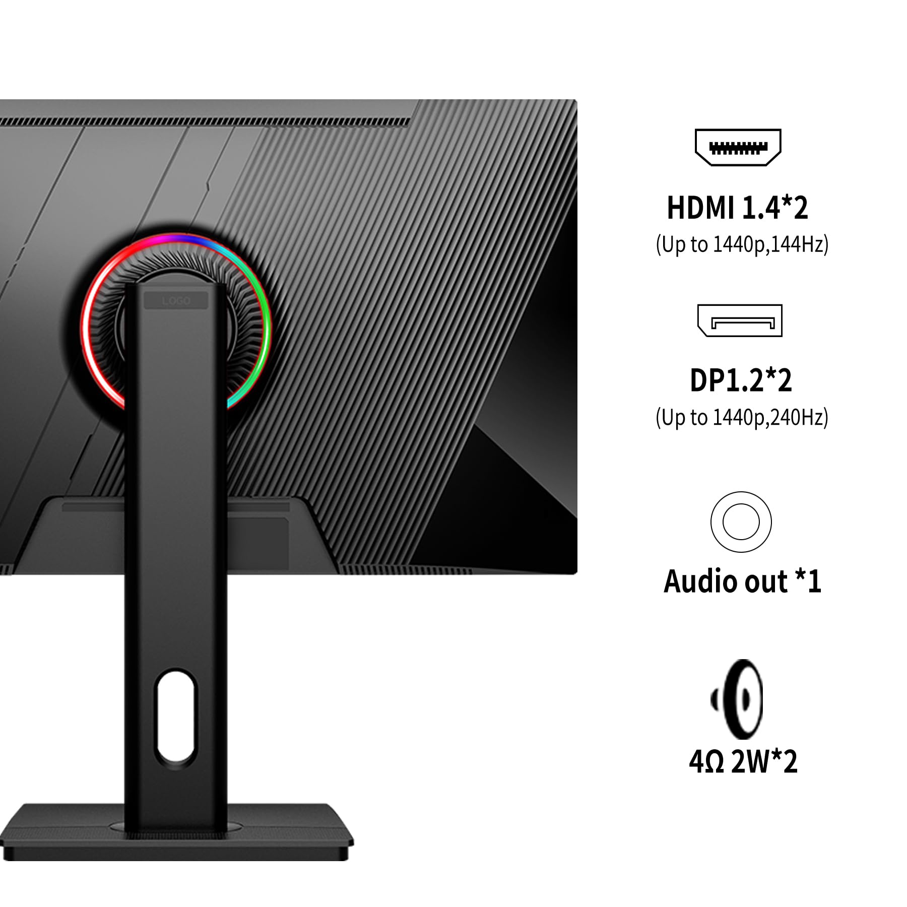 27 Inch QHD Gaming Monitor 240Hz 1ms HDR10 IPS Display - 2560x1440p 2K Computer Monitor with DisplayPort & HDMI, Built-in Speakers, Wall Mountable - Perfect for Esports, FPS Gaming & Home Office Setup