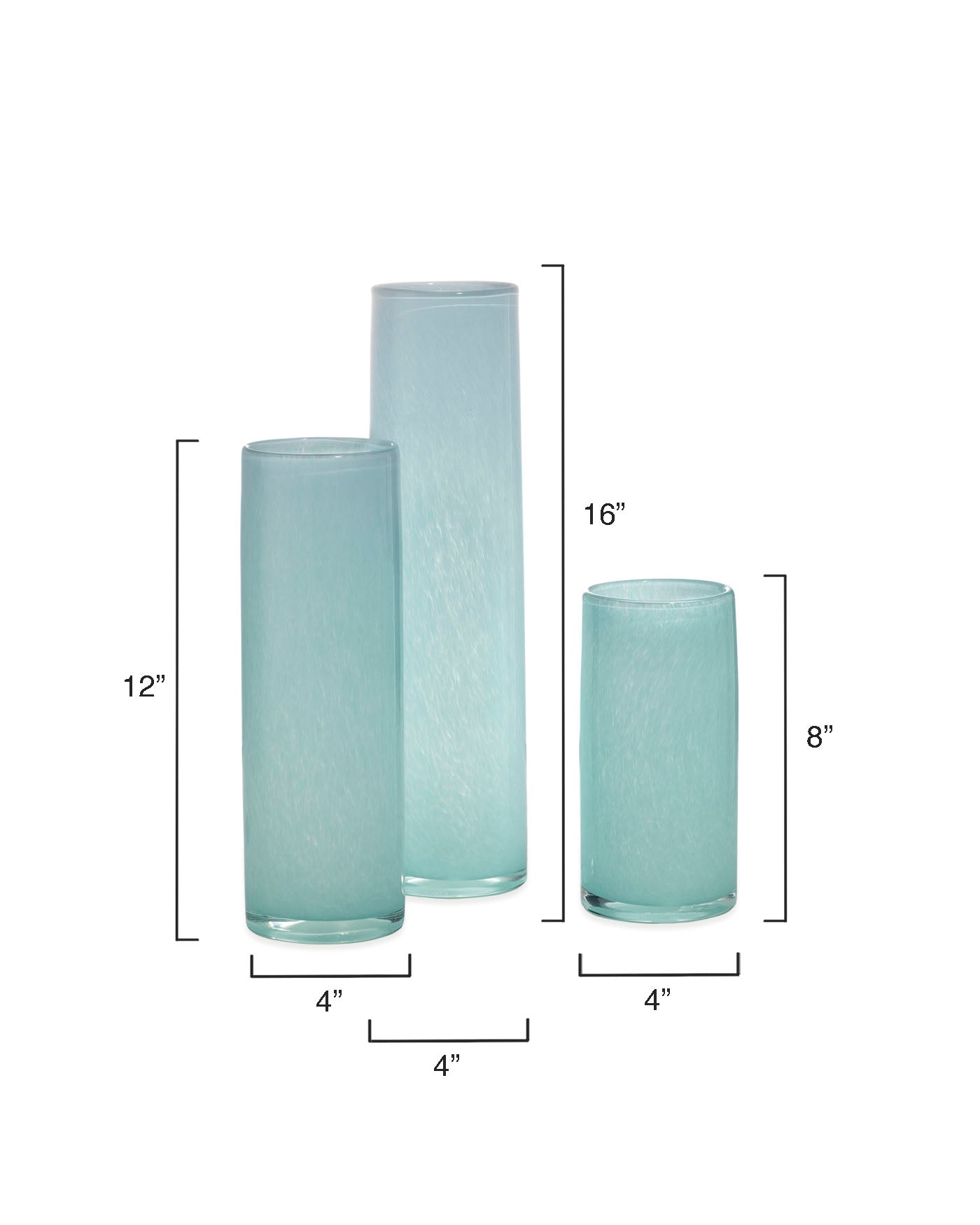 Hand Blown Glass Vases Set of 3 - Blue Gwendolyn Collection - Perfect for Home Decor, Wedding Centerpieces & Gift Giving
