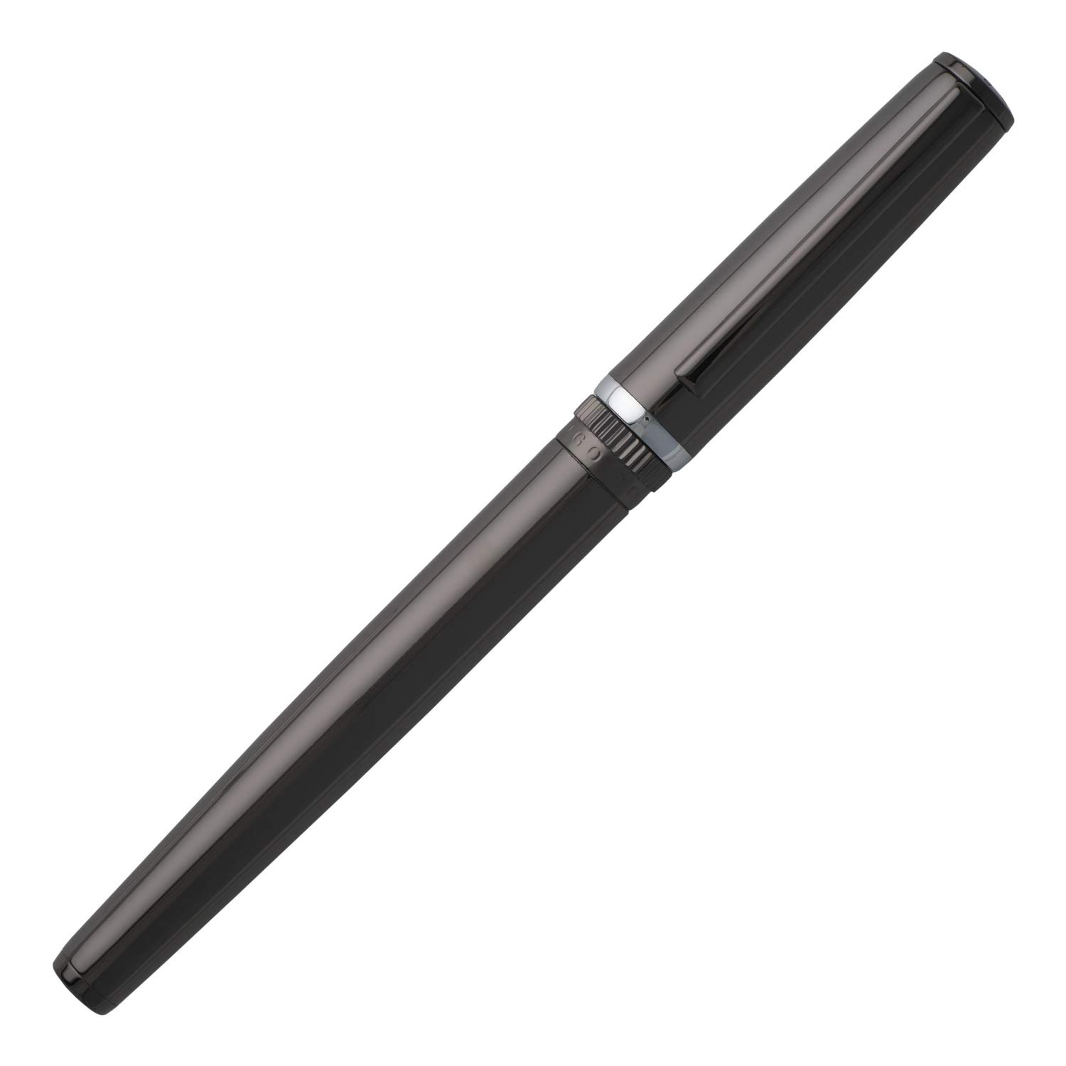 HUGO BOSS Set Gear Dark Chrome Ballpoint Pen & Fountain Pen Gift Set - Premium Writing Instruments for Business Professionals & Luxury Gifts
