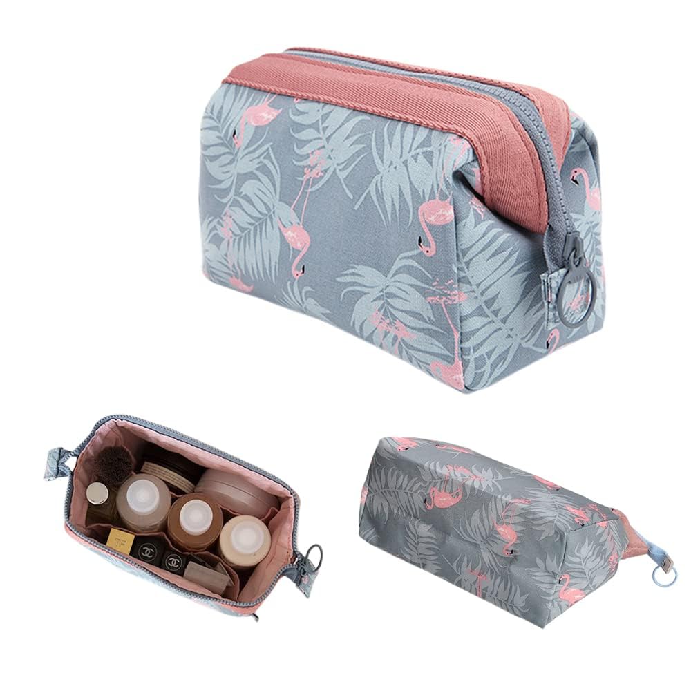 DREHOTRY Large Waterproof Travel Makeup Bag for Women | Portable Cosmetic Organizer with Zipper for Brushes & Beauty Essentials | Perfect for Vacation, Gym, Daily Use (Grey)
