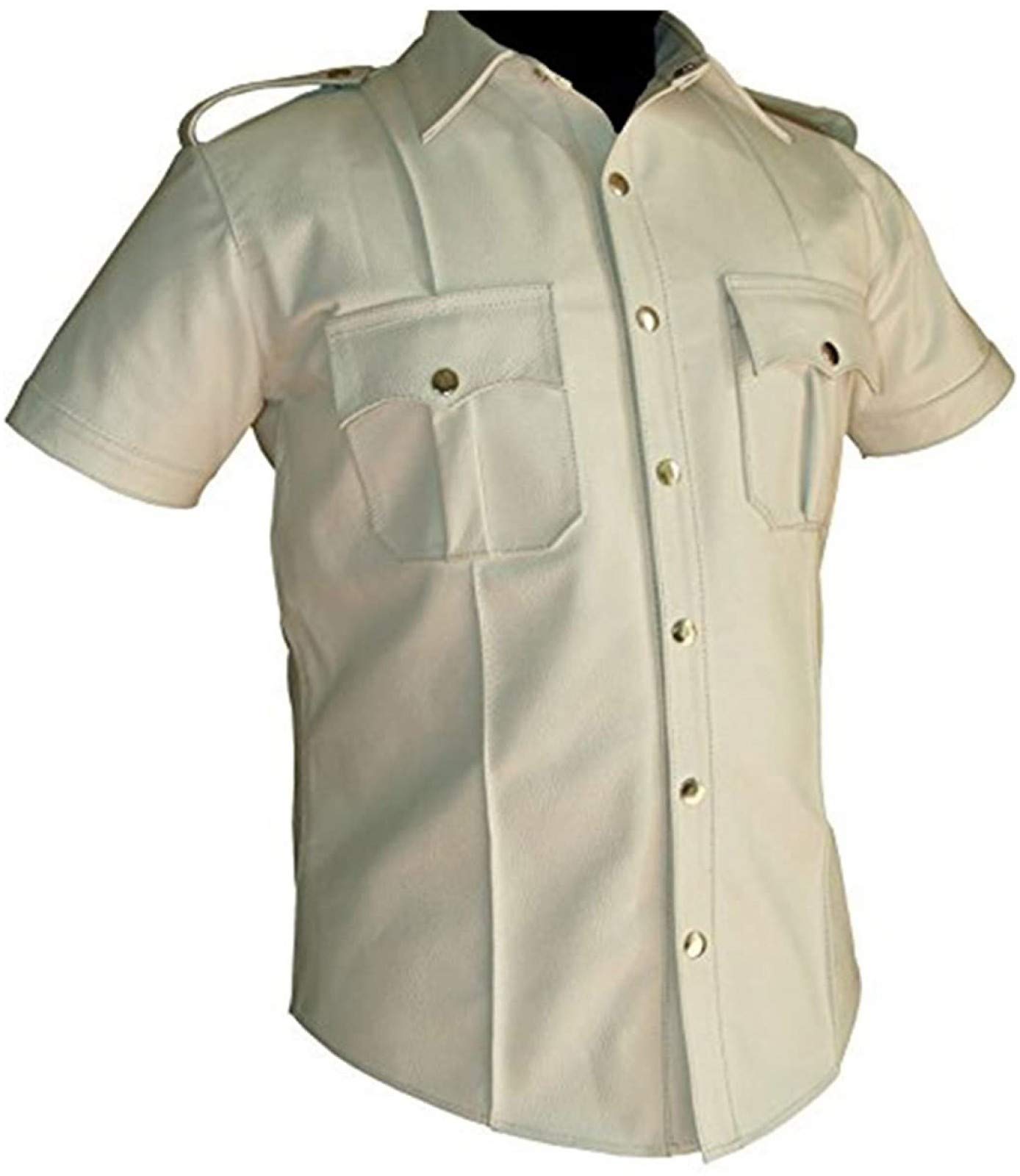 Genuine Cow & Sheep Leather Police Uniform Shirt for Men - Premium BLUF Gay Leather Shirt - Perfect for Cosplay, Pride Events & Fashion Statement